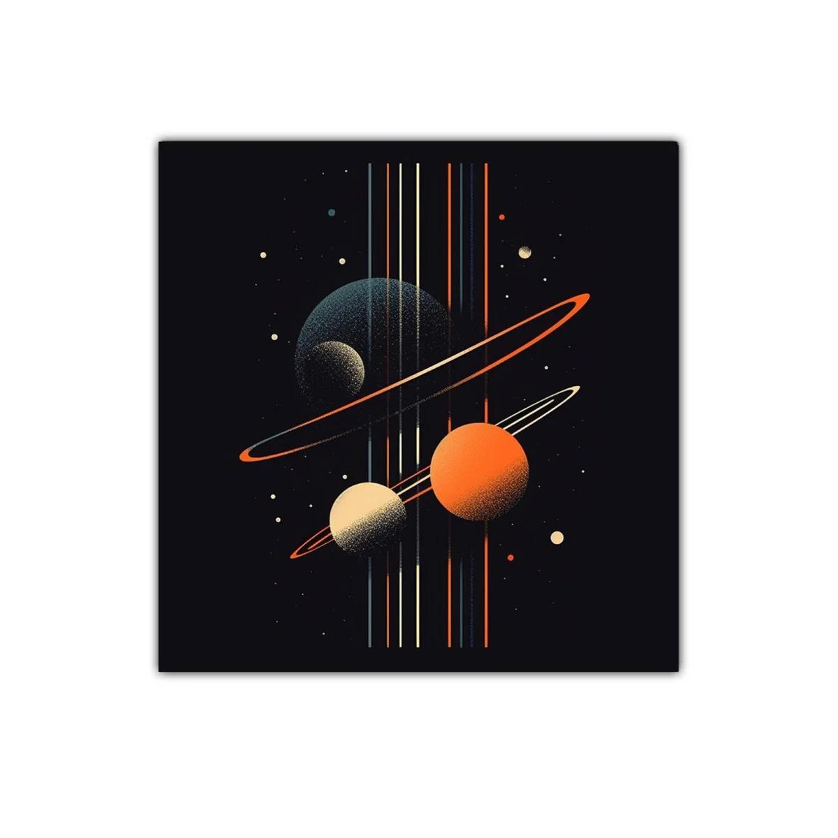 Composición cósmica con planetas y anillos vibrantes — imagen principal