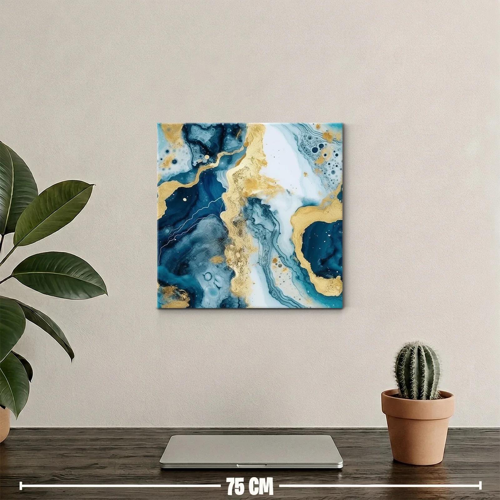 Arte abstracto en tonos azules y dorados sofisticados — miniatura 2