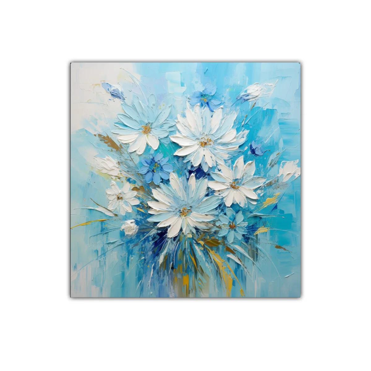 Cuadro decorativo ramo de flores en tonos azules y blancos — imagen principal