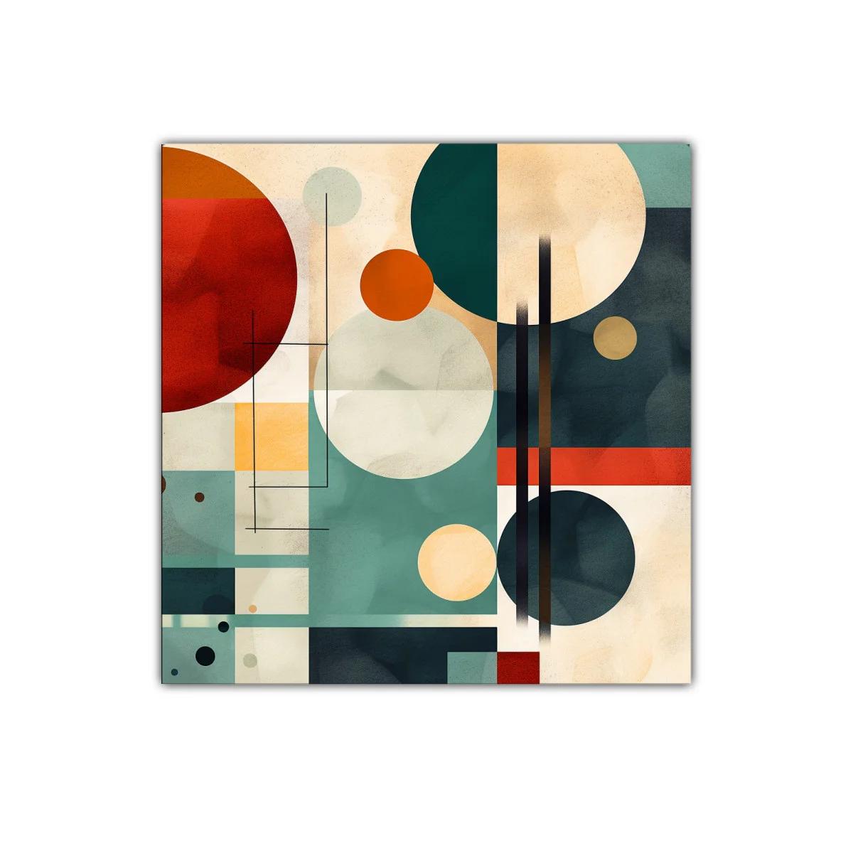 Cuadro abstracto con formas geométricas y colores cálidos — imagen principal
