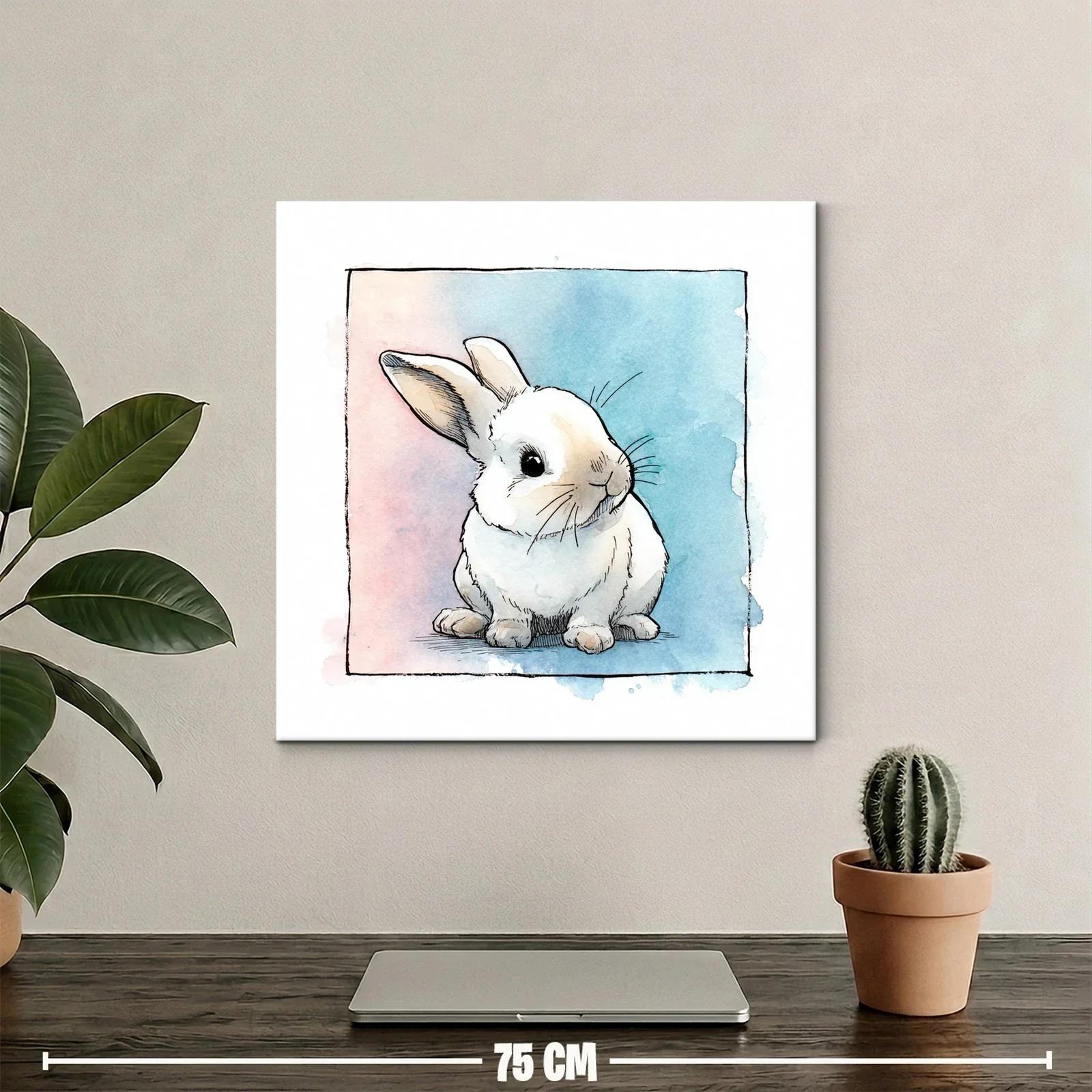 Dulce ilustración de conejo tierno en acuarela suave — miniatura 2