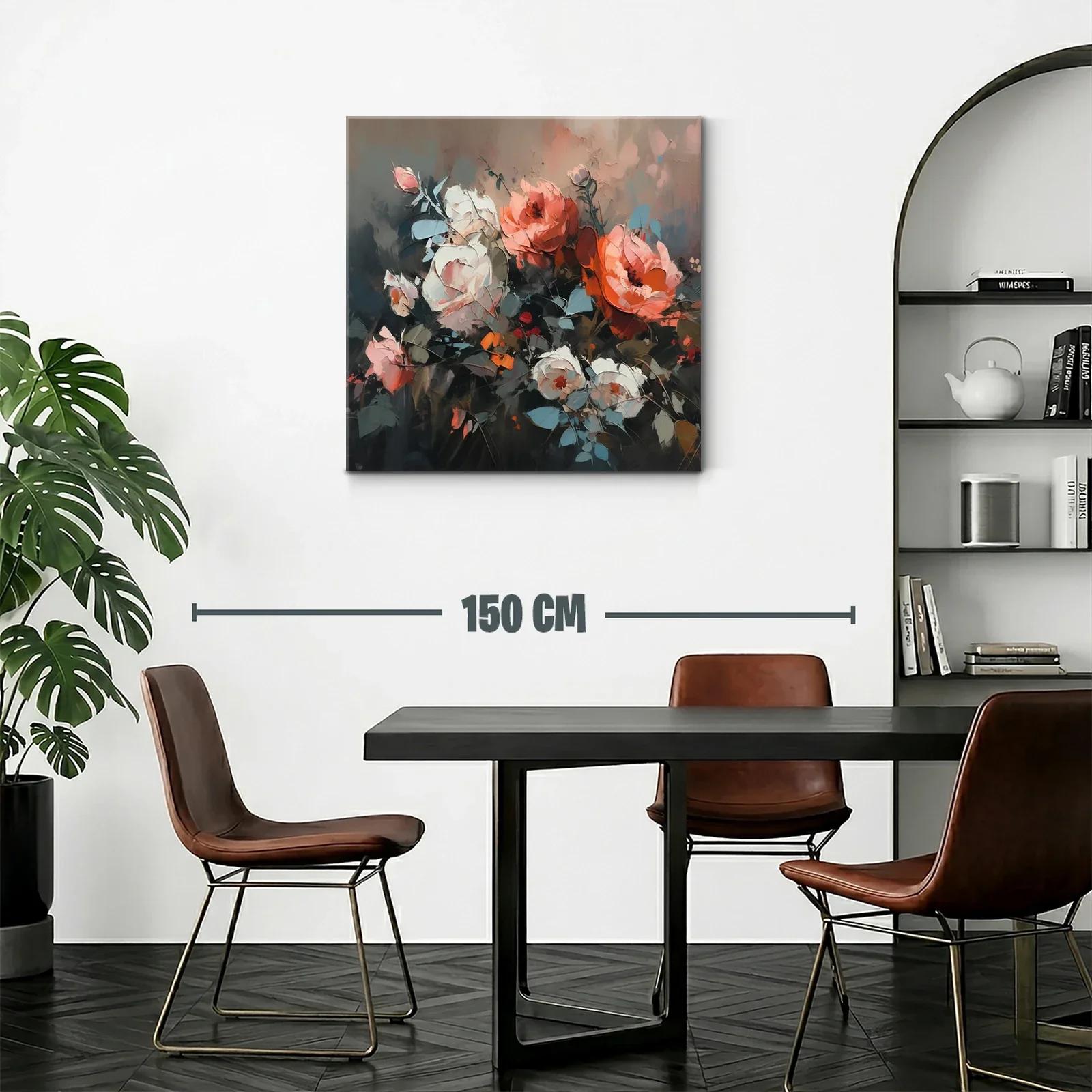 Cuadro floral con tonos cálidos y contraste elegante — miniatura 2