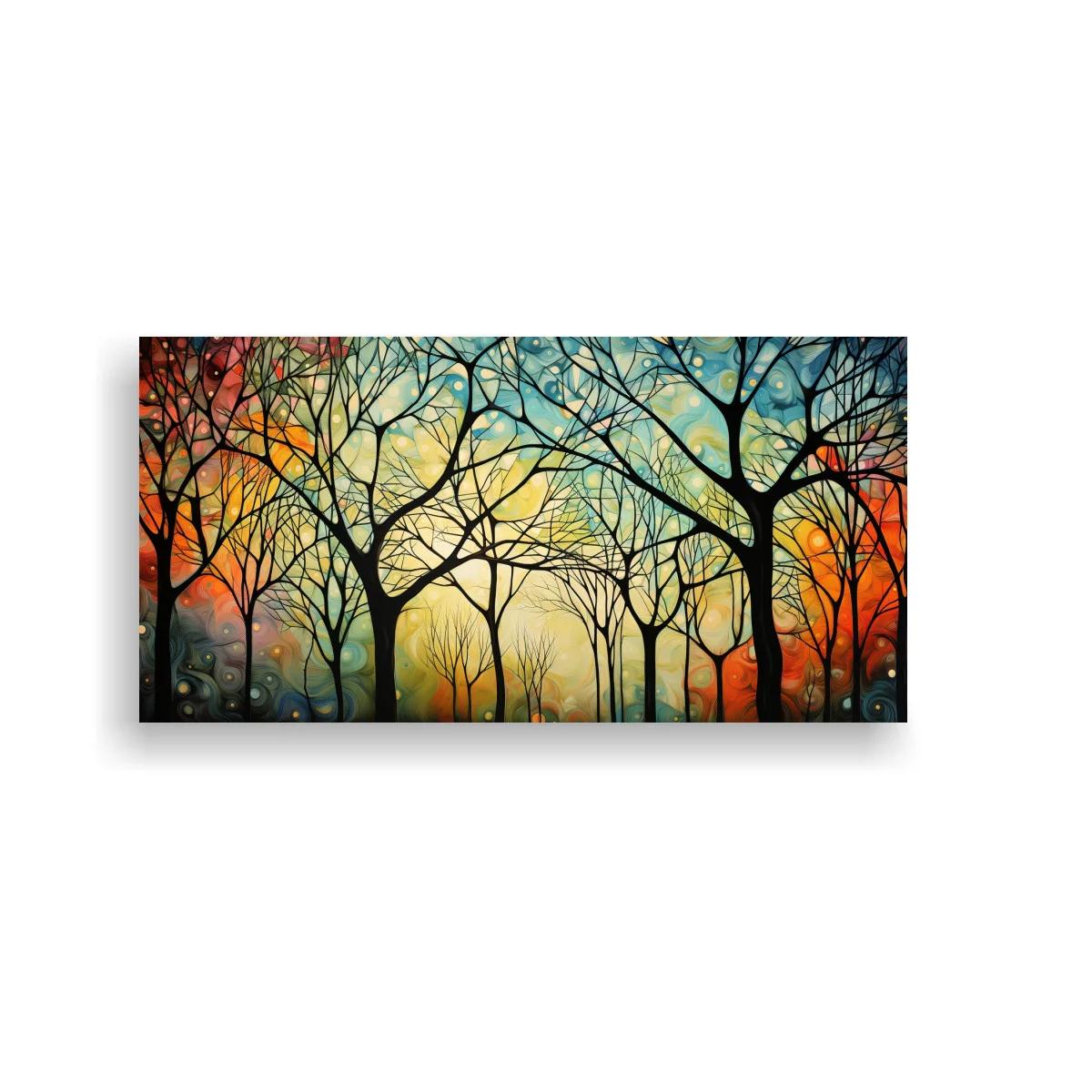 Cuadro bosque de árboles sin hojas con ramificación fina — imagen principal