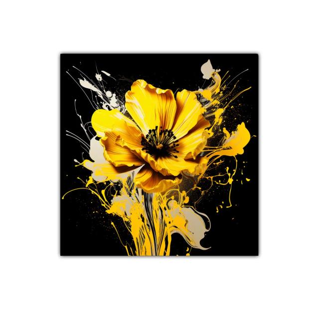 Impactante flor amarilla sobre fondo negro