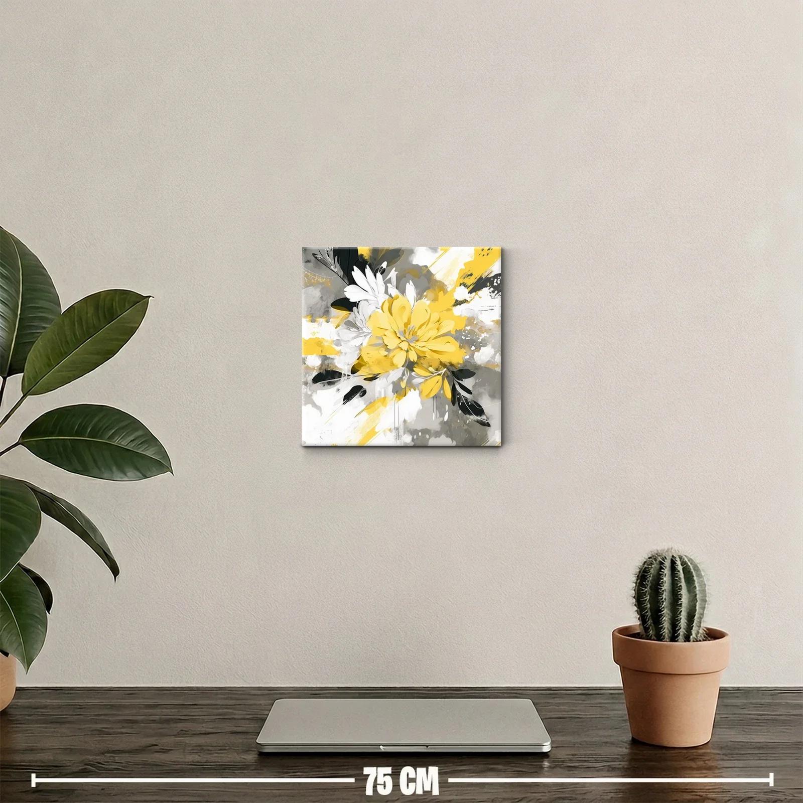 Flor Abstracta en Amarillo Gris y Blanco Moderna y Vibrante — miniatura 2