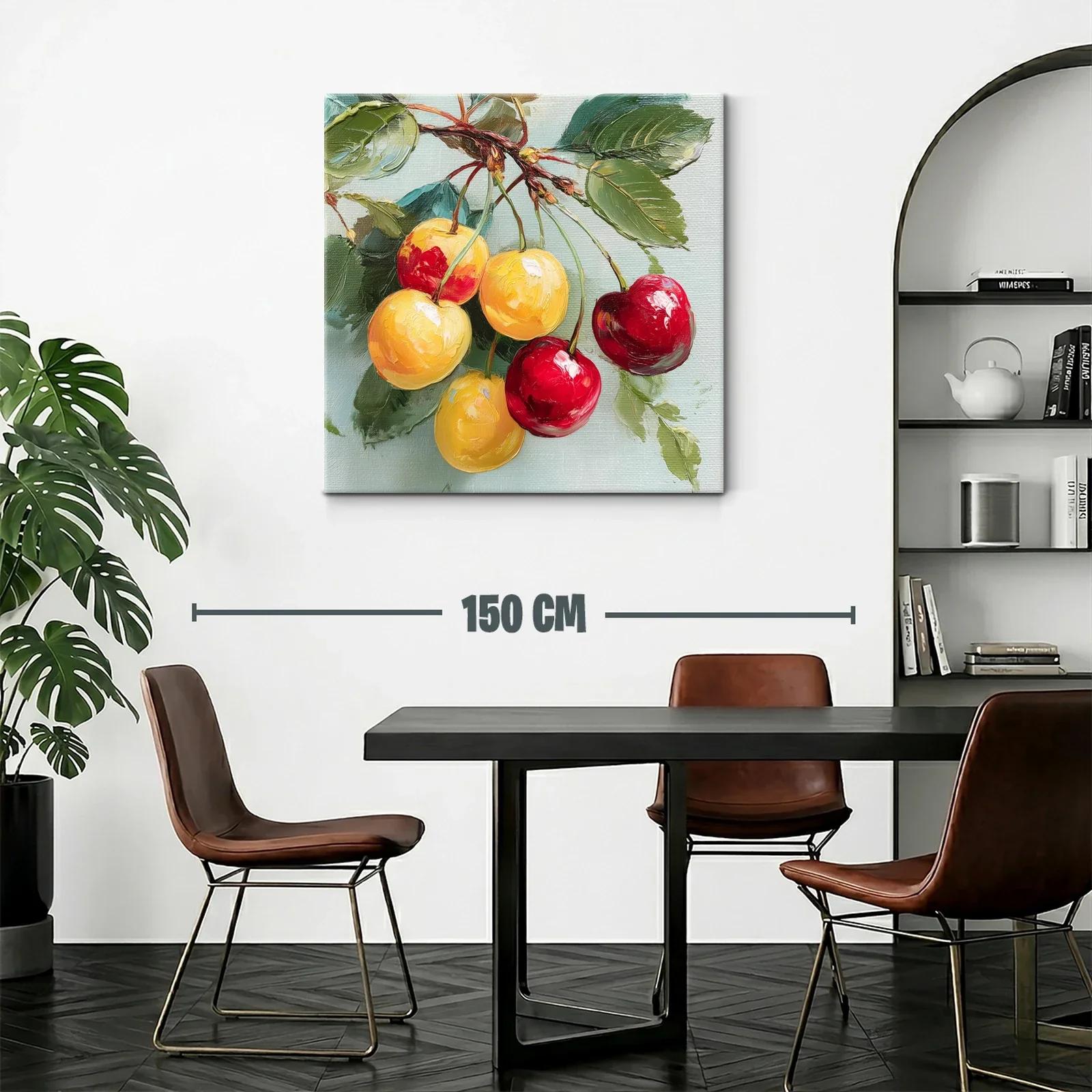Cherries in Vibrant Red and Yellow on Soft Green Background — miniatura 2