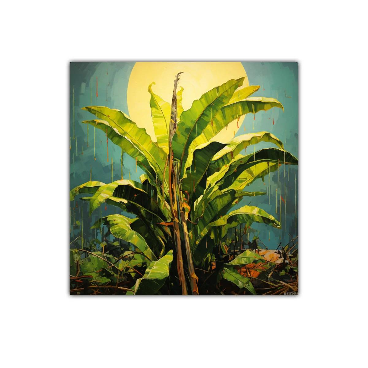 Cuadro decorativo con exuberante planta tropical y luz solar — imagen principal