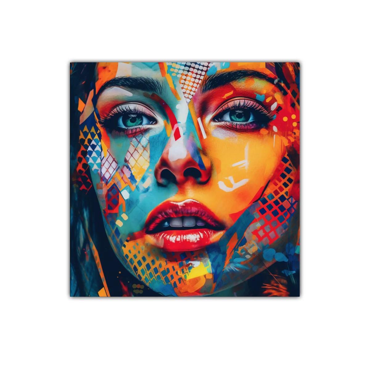 Retrato colorido con expresividad y formas abstractas — imagen principal