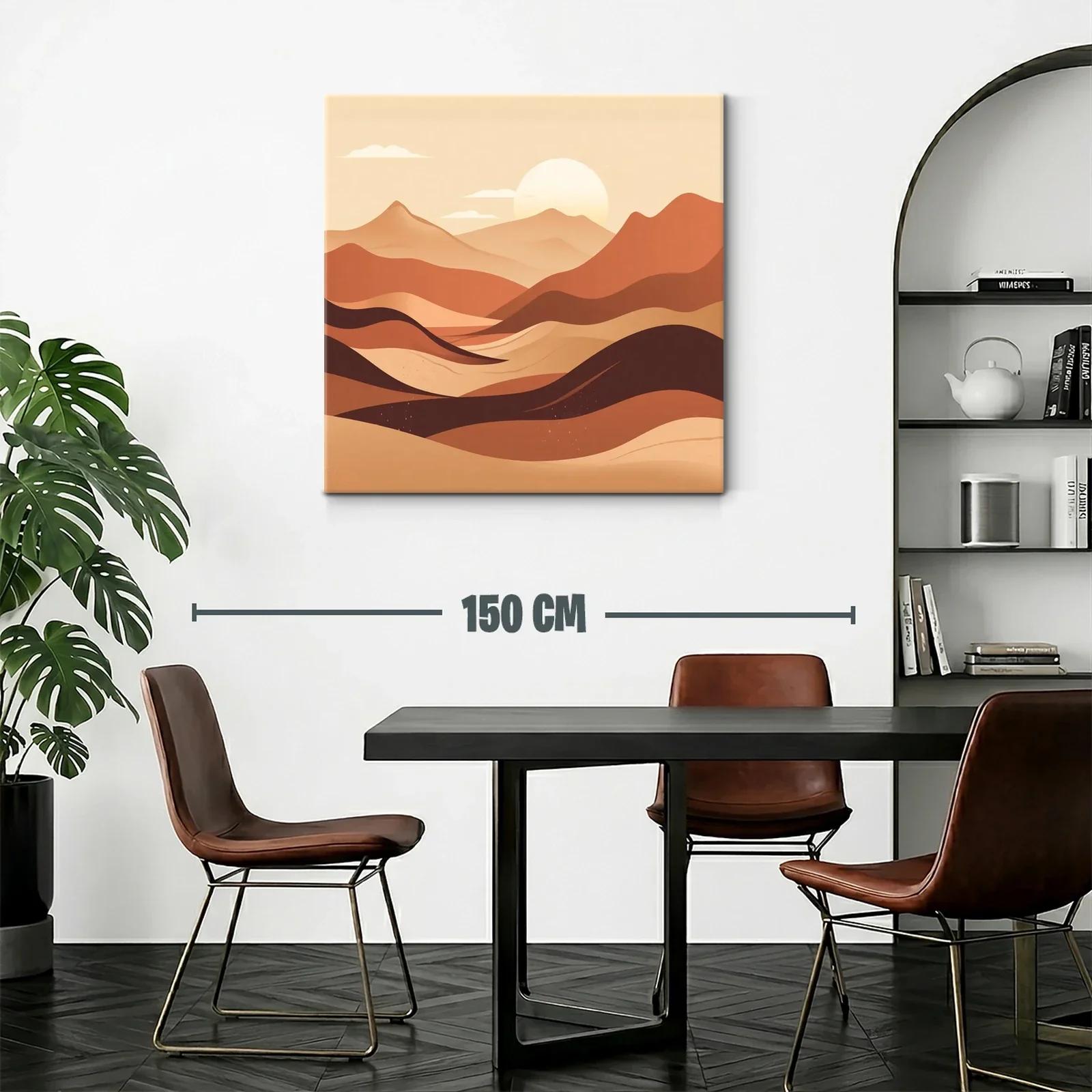 Paisaje abstracto con montañas en tonos cálidos y amanecer — miniatura 2