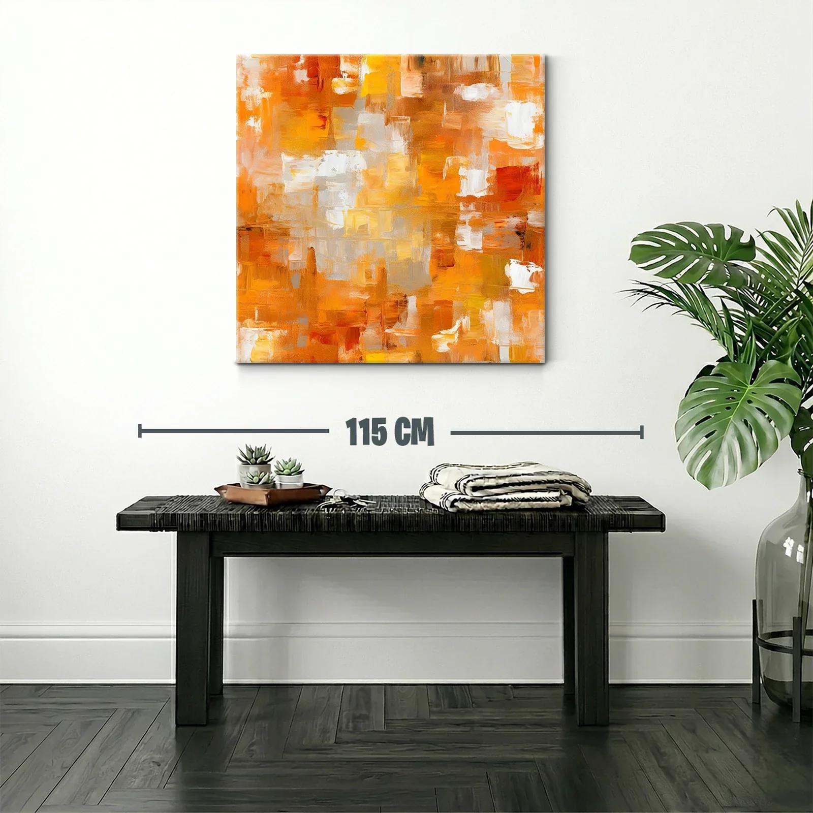 Cuadro abstracto con tonos cálidos y naranja vibrante — miniatura 2