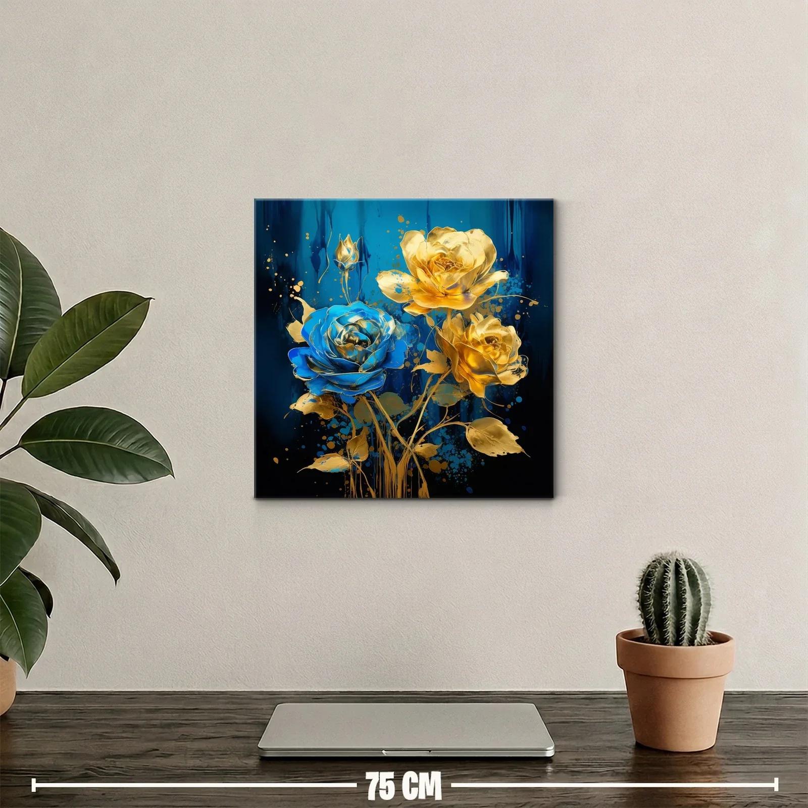 Ramo de rosas doradas y azul eléctrico vibrante — miniatura 2