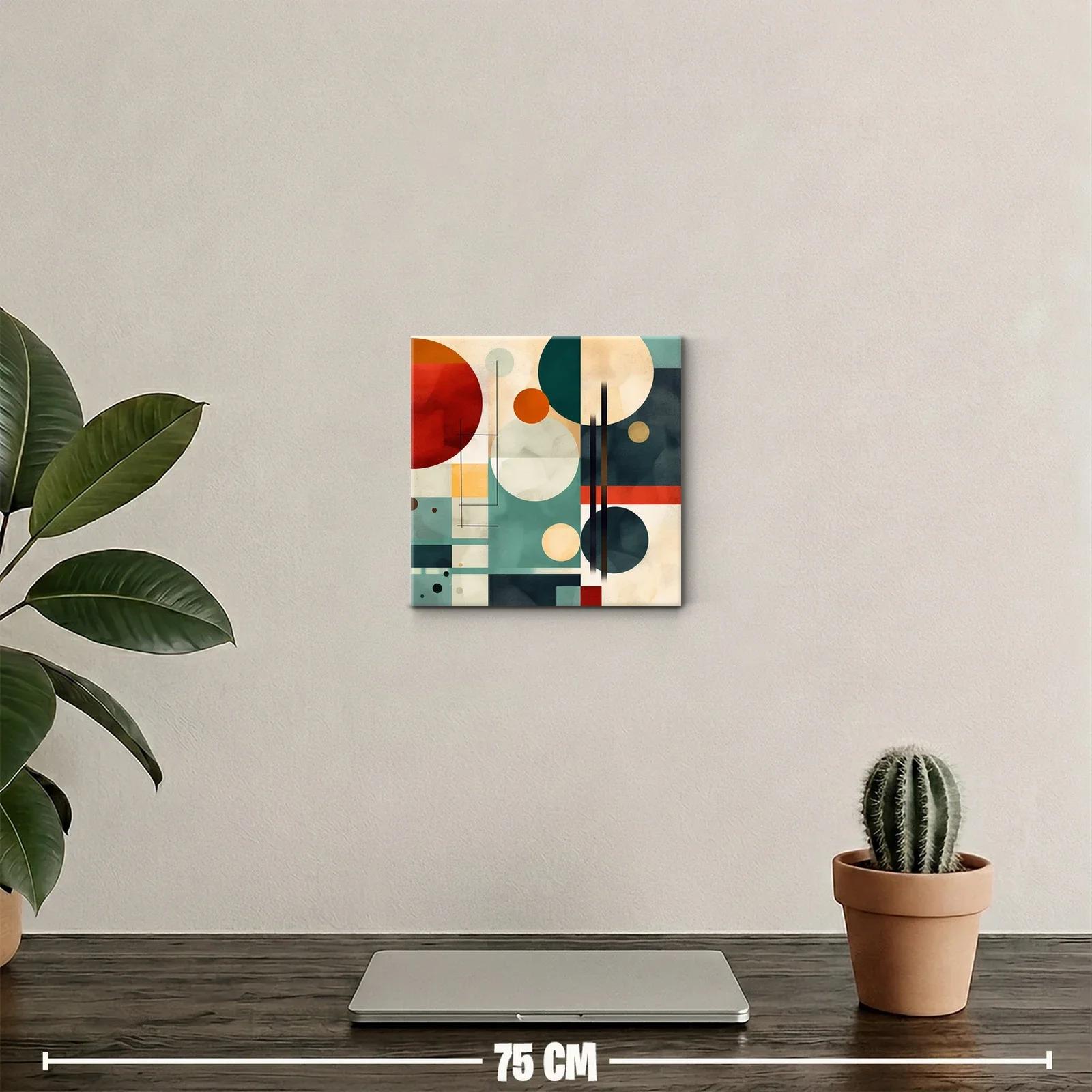 Cuadro abstracto con formas geométricas y colores cálidos — miniatura 2