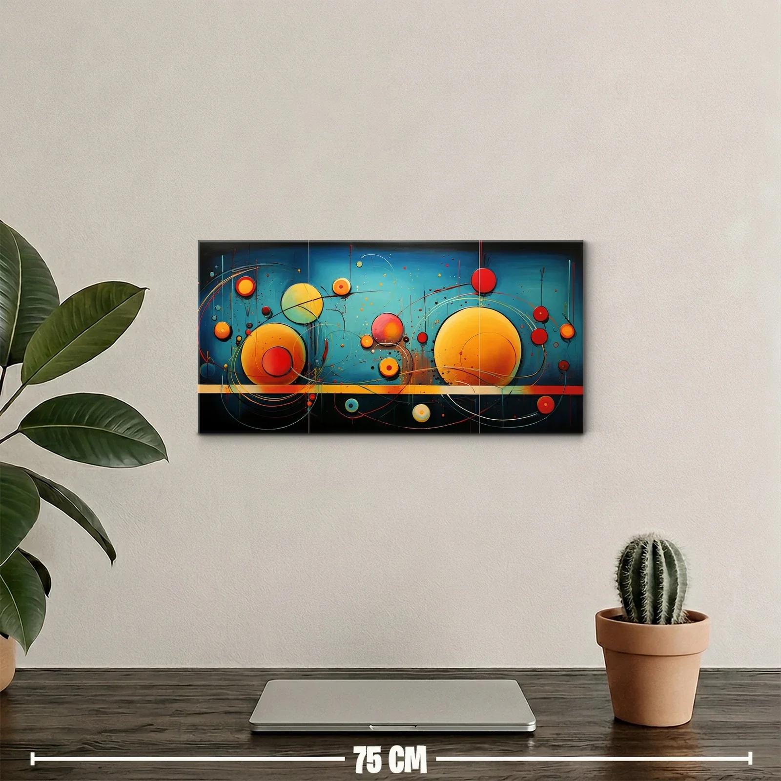 Cuadro composición abstracta de círculos con órbitas — miniatura 2