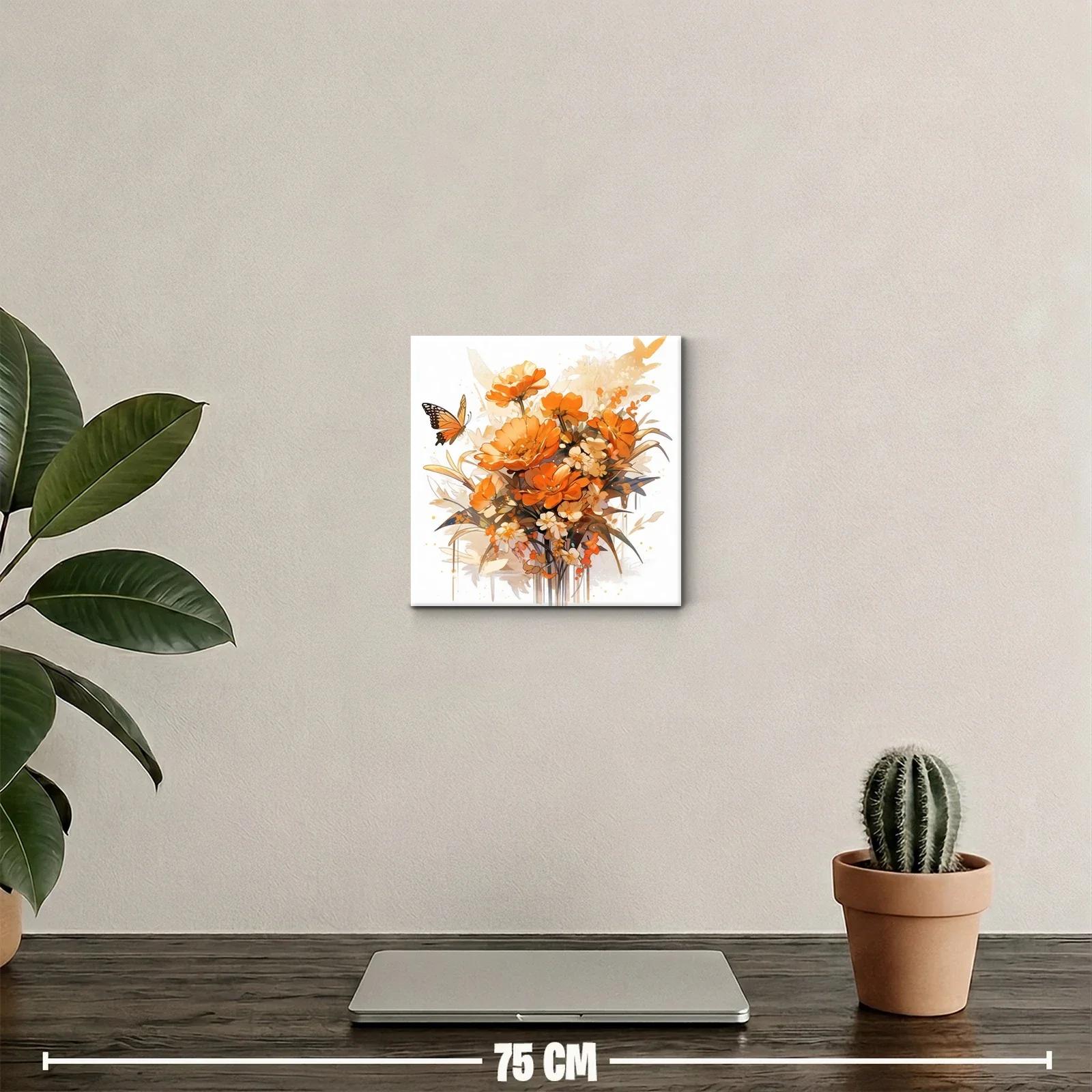 Ramo vibrante de flores naranjas con mariposa delicada — miniatura 2