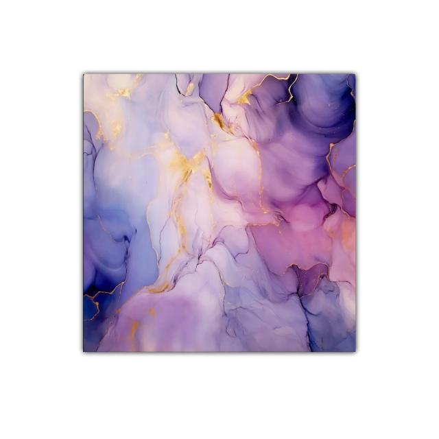 Cuadro decorativo con tonos morados y detalles en dorado