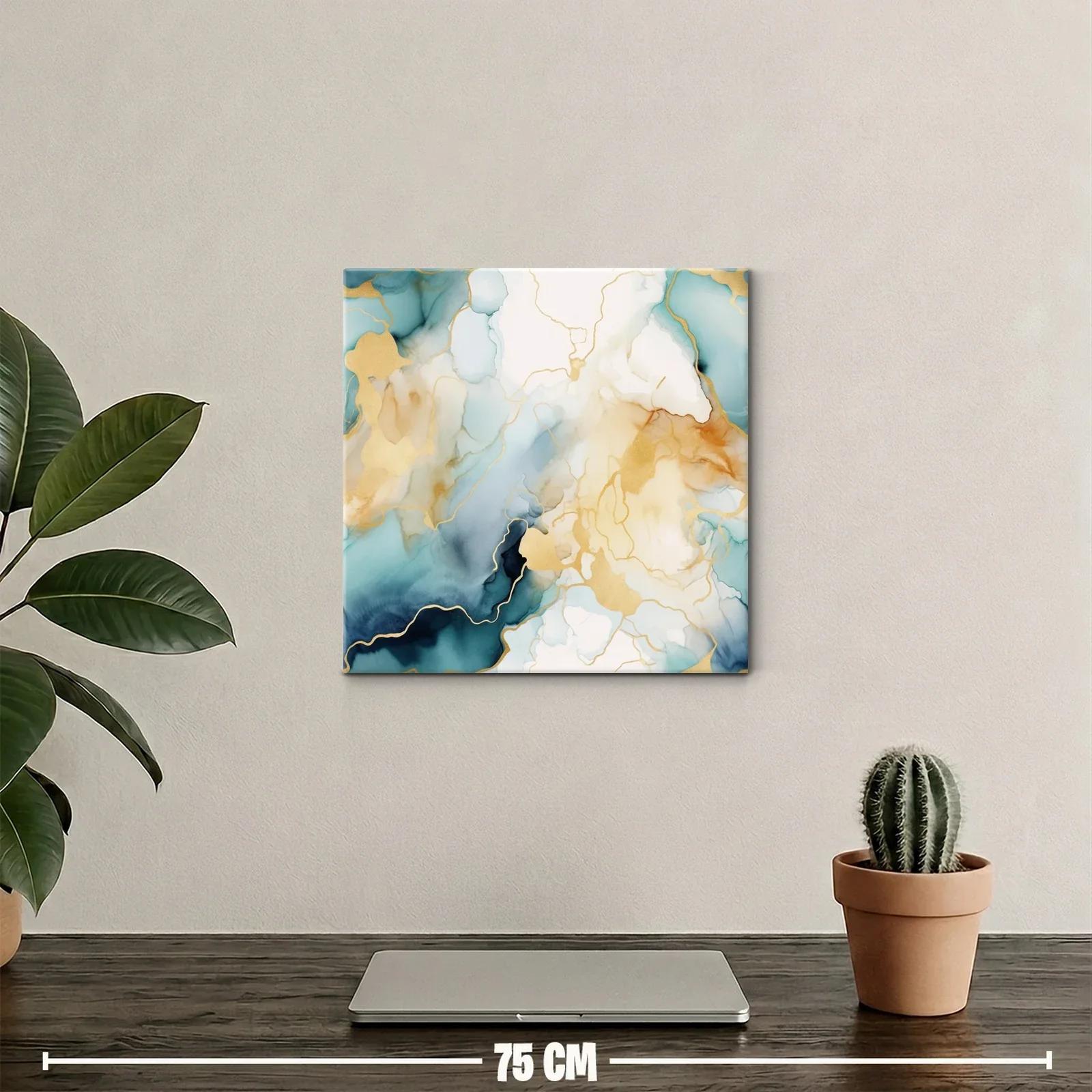 Arte abstracto con tonos dorados y azulados delicados — miniatura 2