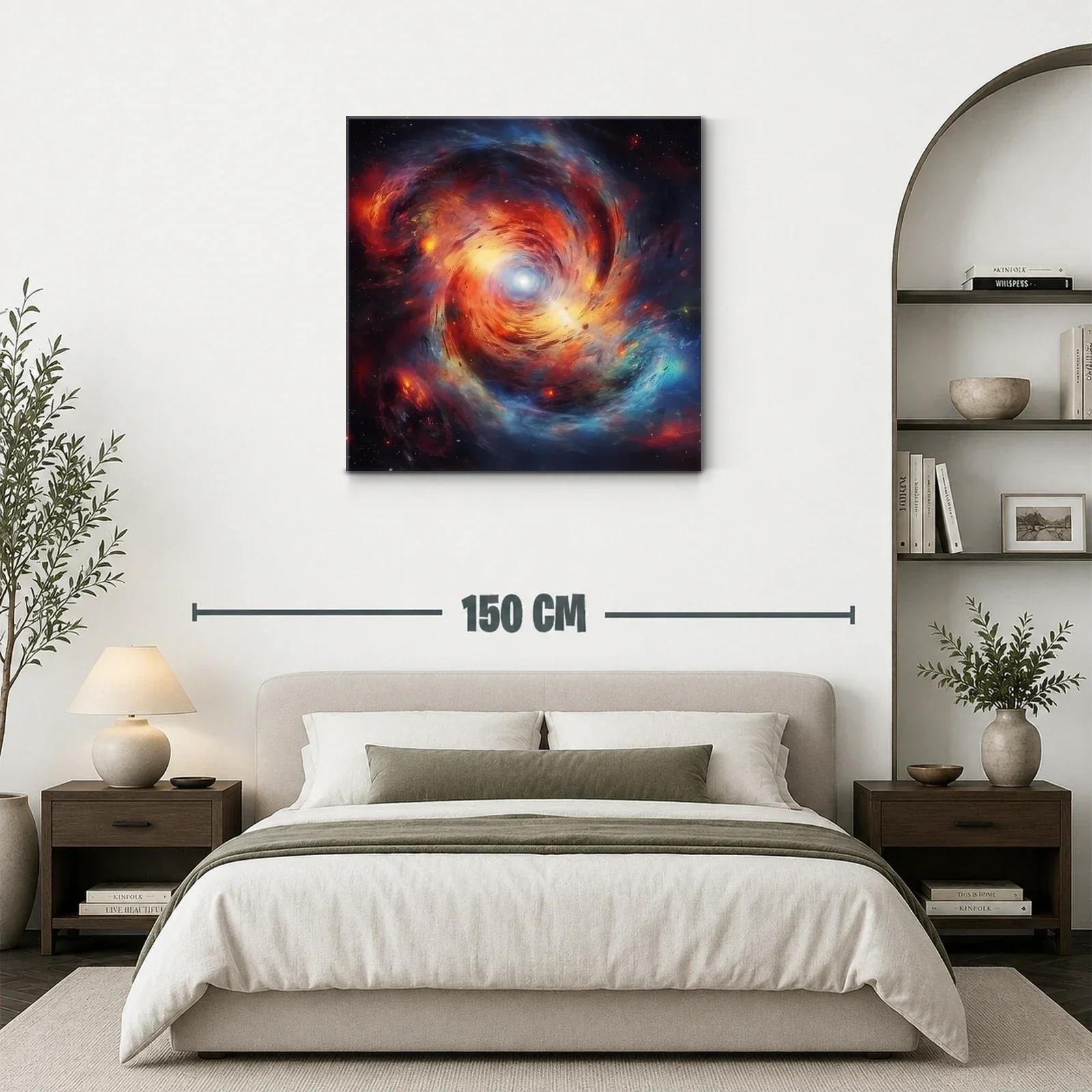 Cuadro abstracto de galaxia en vibrantes tonos cálidos y fríos — miniatura 3