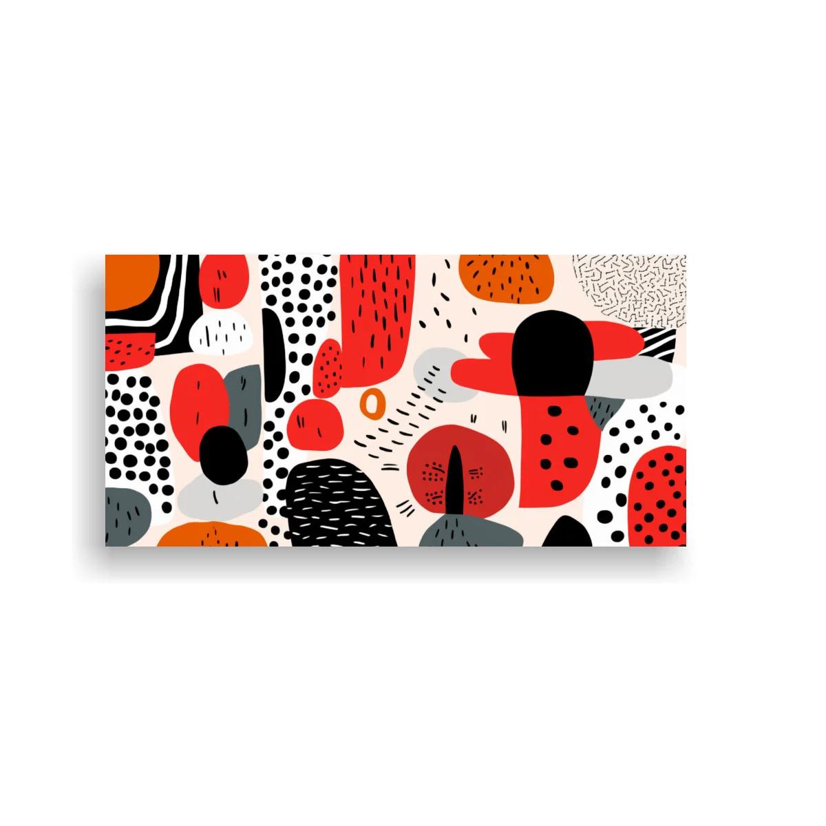 Cuadro abstracto de formas orgánicas con patrones repetidos