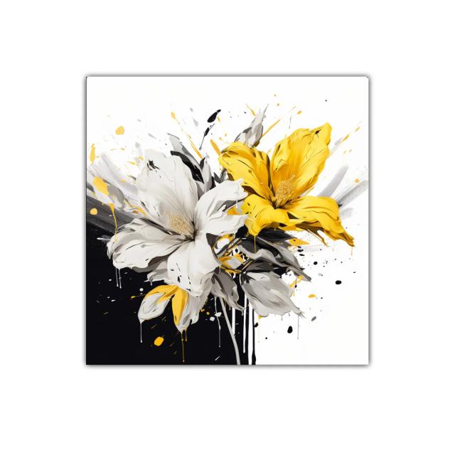 Flores en contraste brillante con tonos amarillos y grises