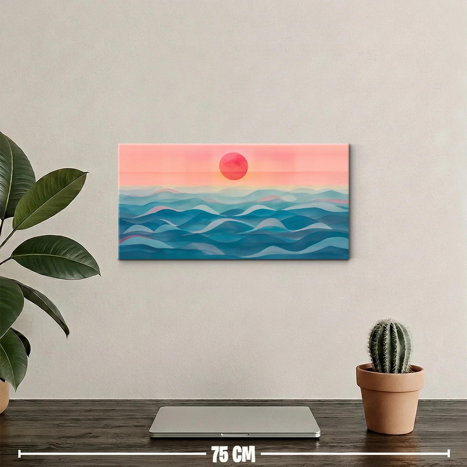 Cuadro sol sobre el mar con olas en capas — miniatura 2