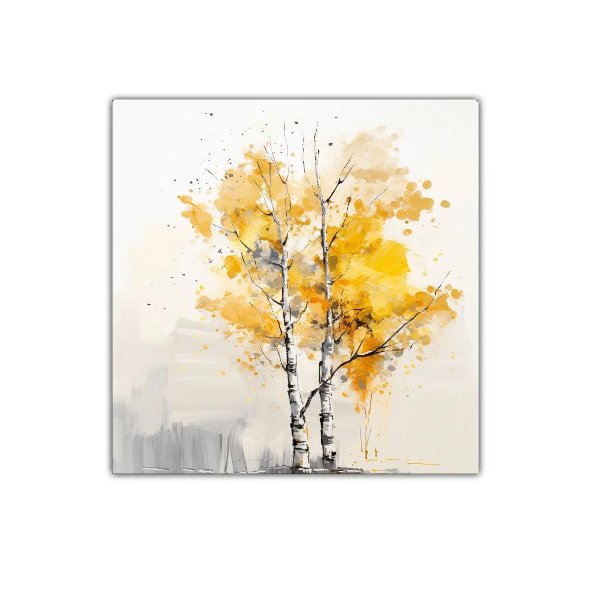 Cuadro decorativo de árboles con follaje amarillo vibrante — imagen principal