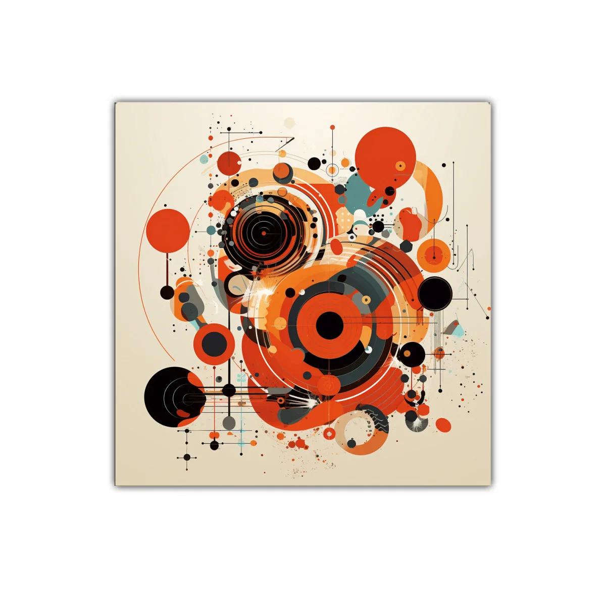 Composición abstracta con círculos en tonos cálidos y negros