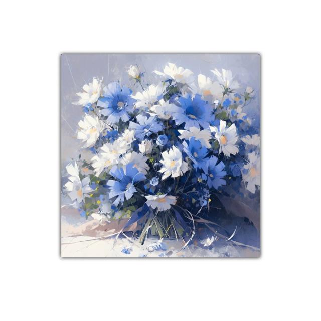Ramo de margaritas en tonos azules y blancos para decorar