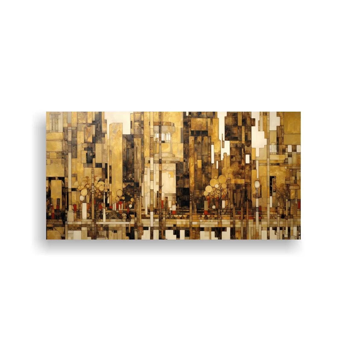 Cuadro paisaje urbano abstracto con bloques geométricos — imagen principal
