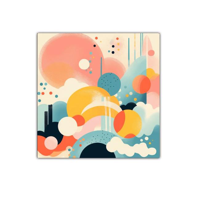 Cuadro decorativo con formas geométricas y colores vibrantes