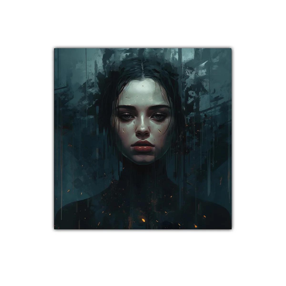 Retrato oscuro y enigmático con expresión intensa