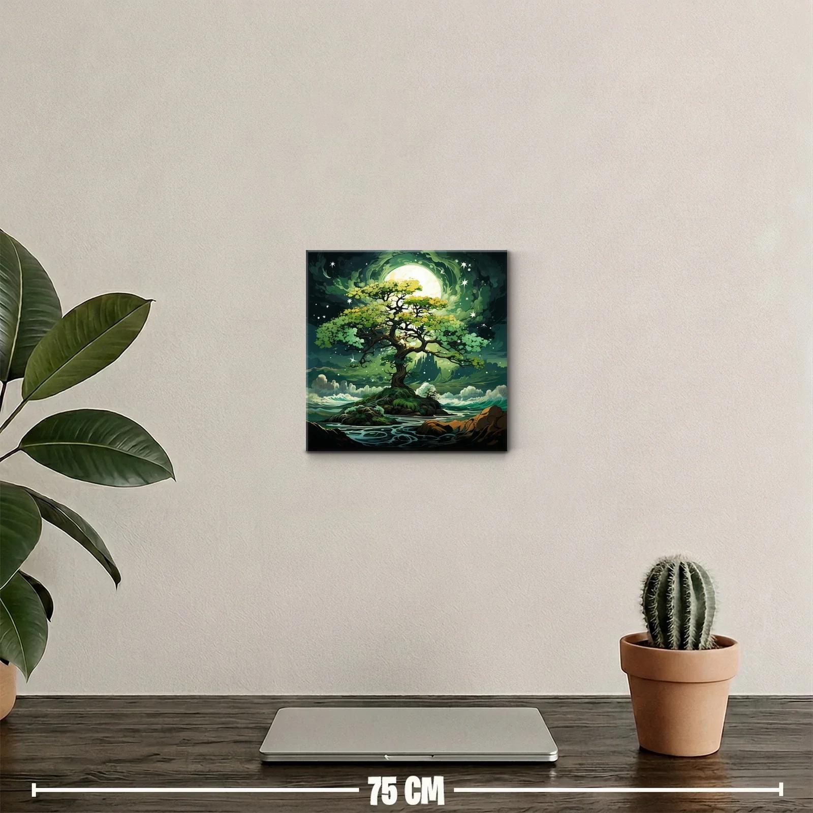 Árbol mágico con luna brillante en paisaje onírico — miniatura 2