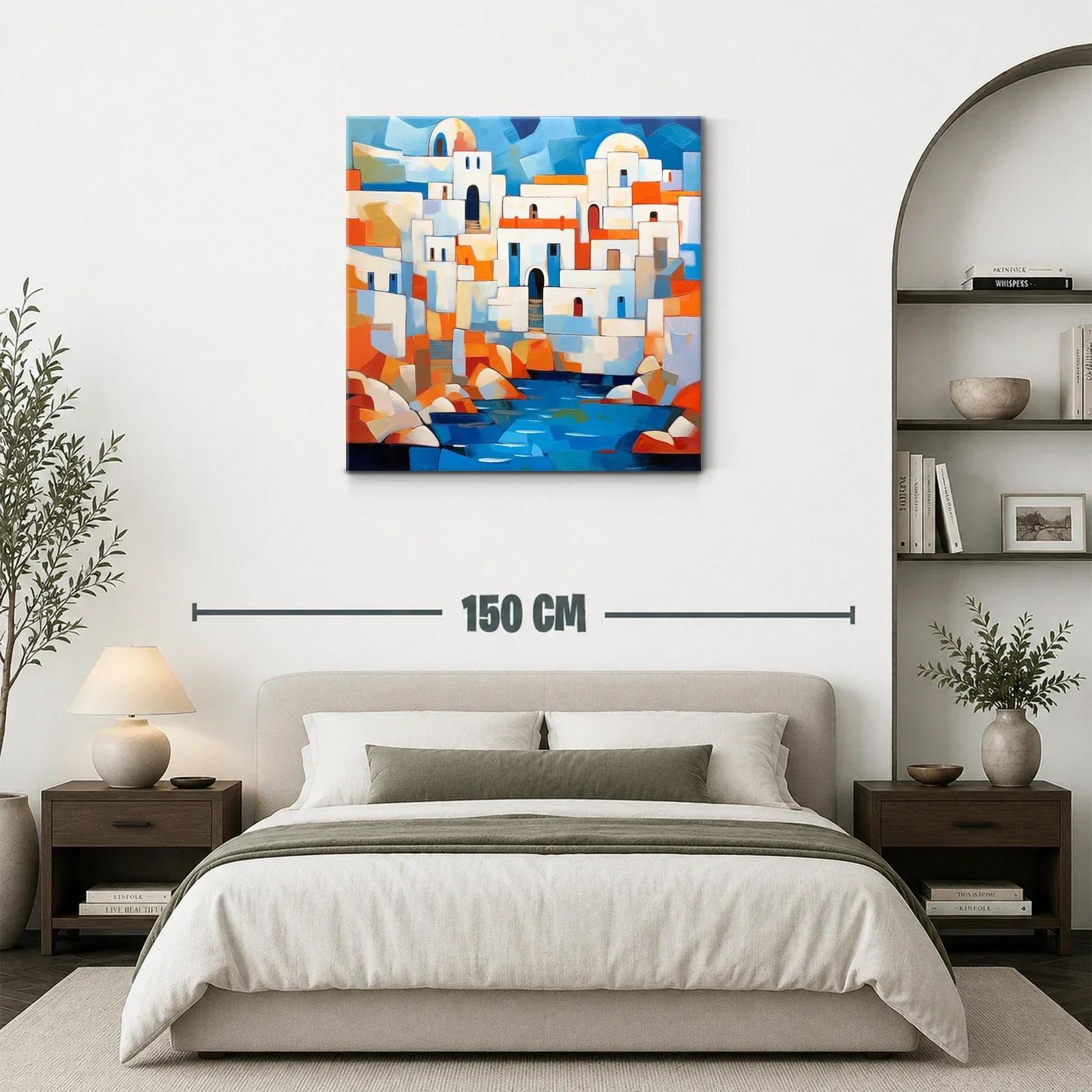Pueblo Mediterráneo en vibrantes tonos azules y naranjas — miniatura 3