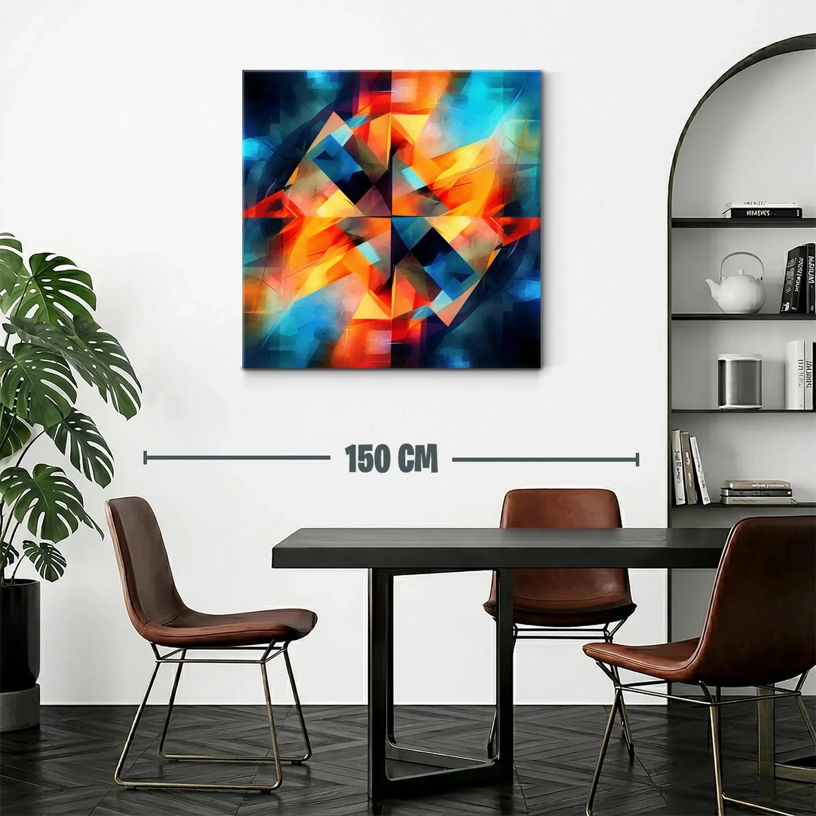 Cuadro abstracto con vibrantes tonos cálidos y fríos — miniatura 2