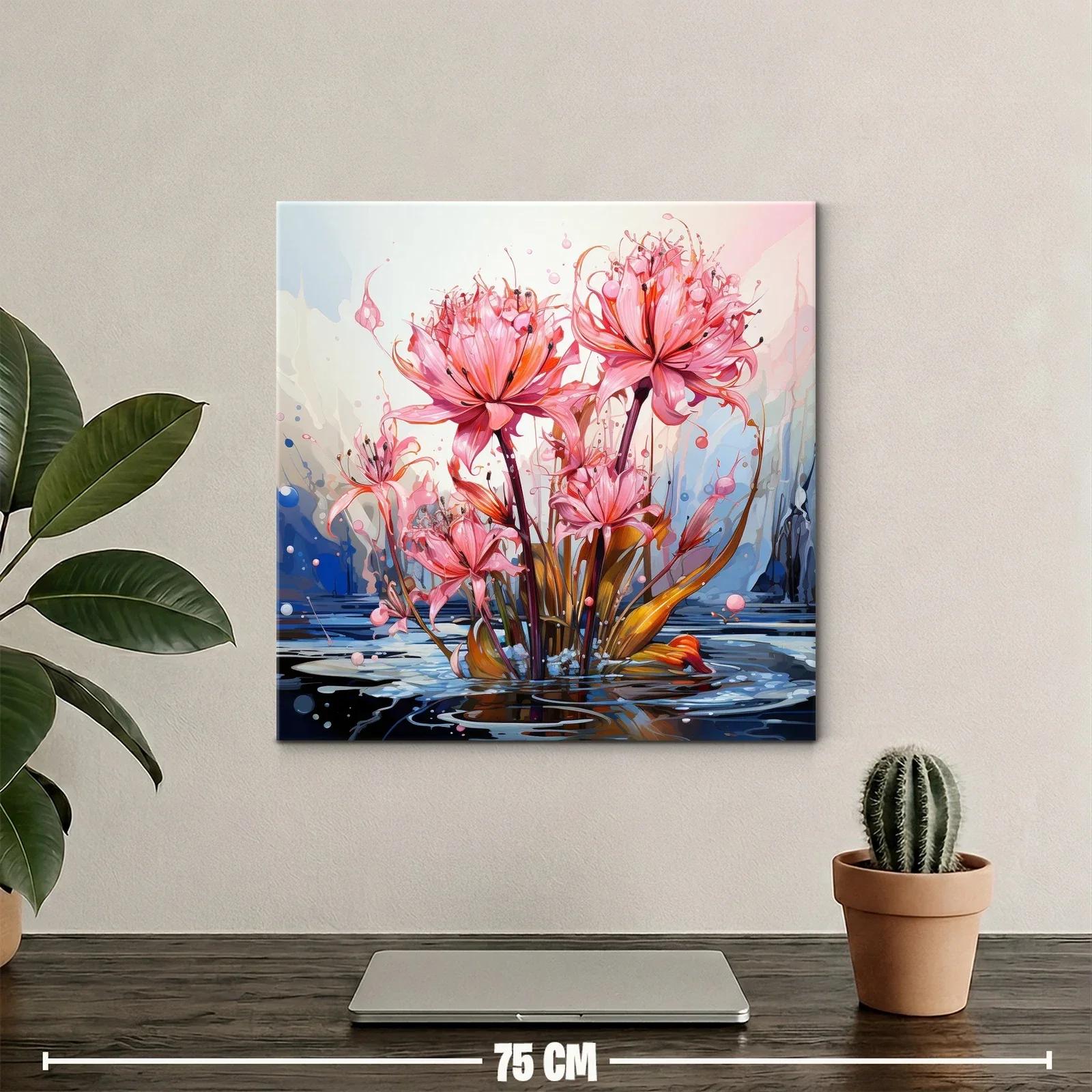 Flores exuberantes en tonos rosa sobre agua reflejada — miniatura 2