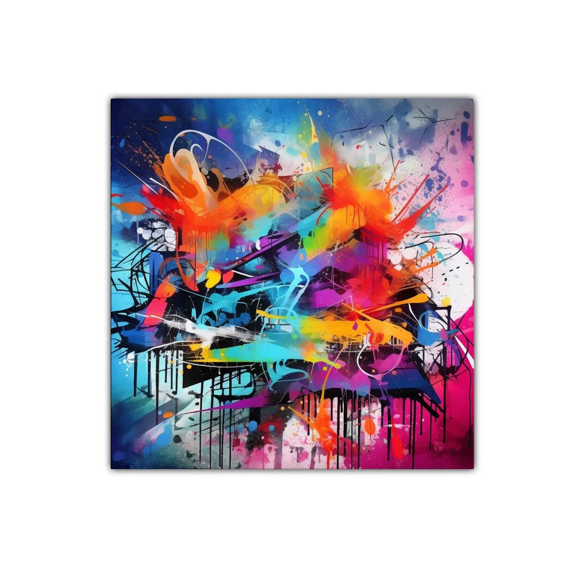 Explosión de color en arte urbano vibrante y dinámico