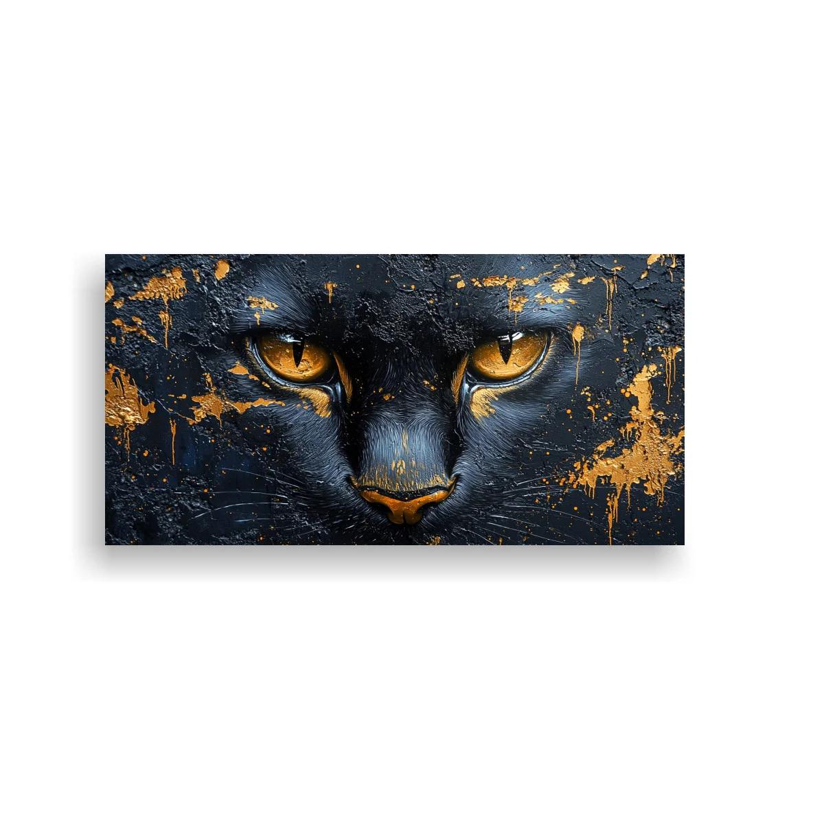 Cuadro rostro de pantera negra con textura de pintura espesa