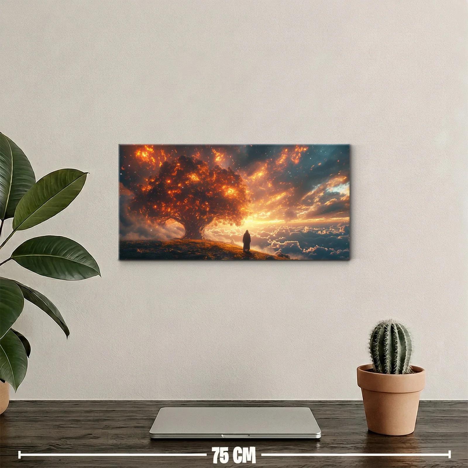 Cuadro árbol solitario iluminado al atardecer — miniatura 2