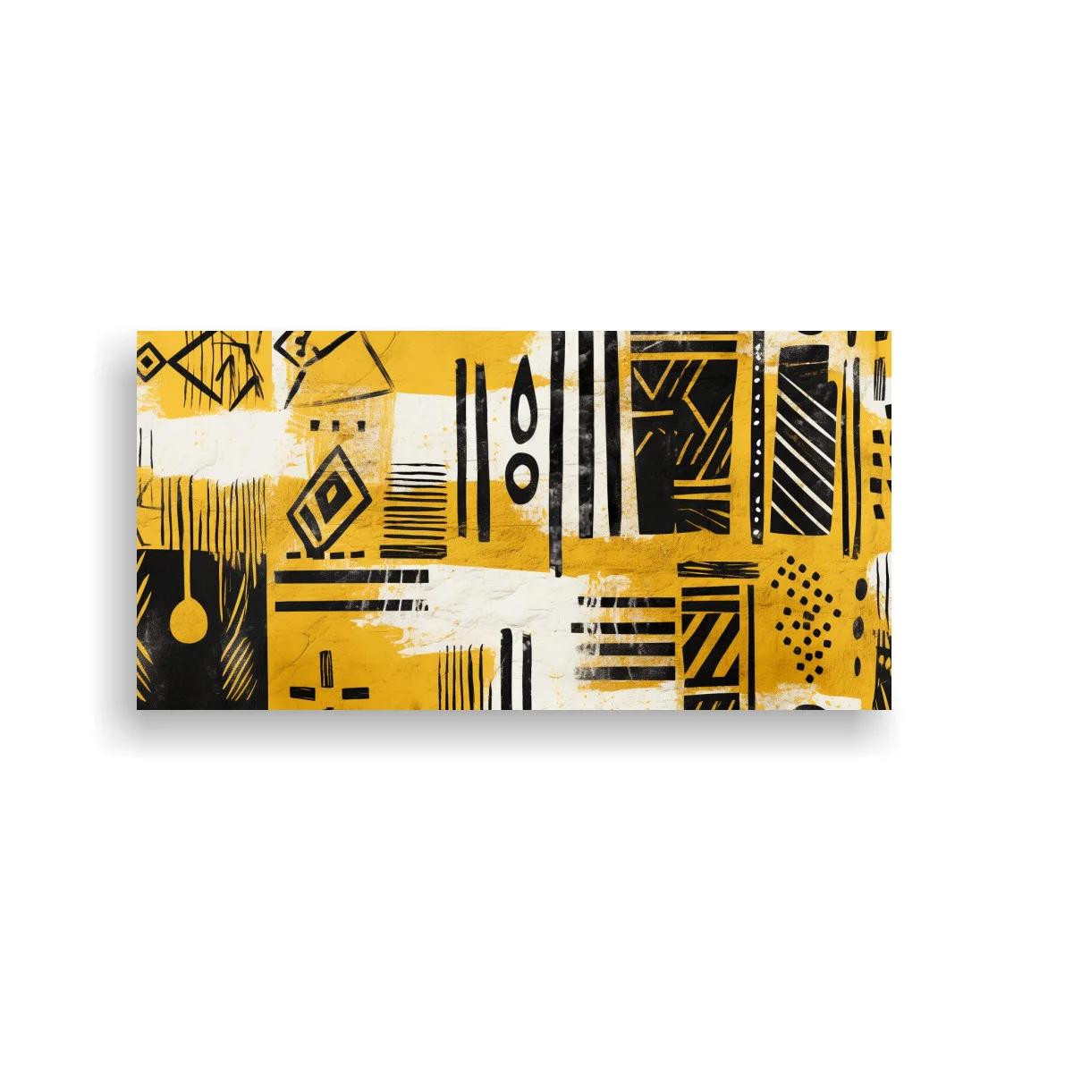 Cuadro composición geométrica abstracta con cruces y fondo dorado — imagen principal