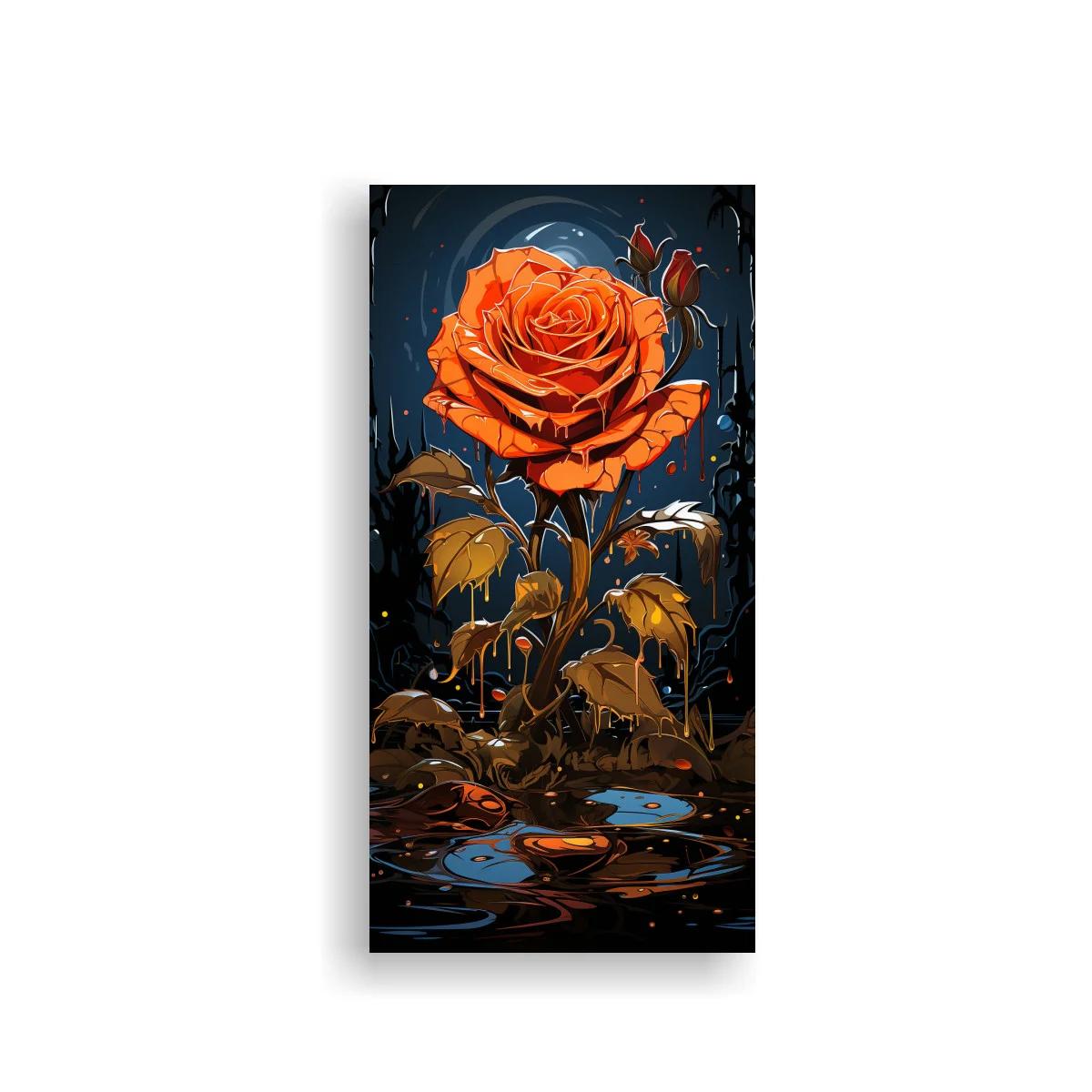 Cuadro rosa naranja con charco de reflejos