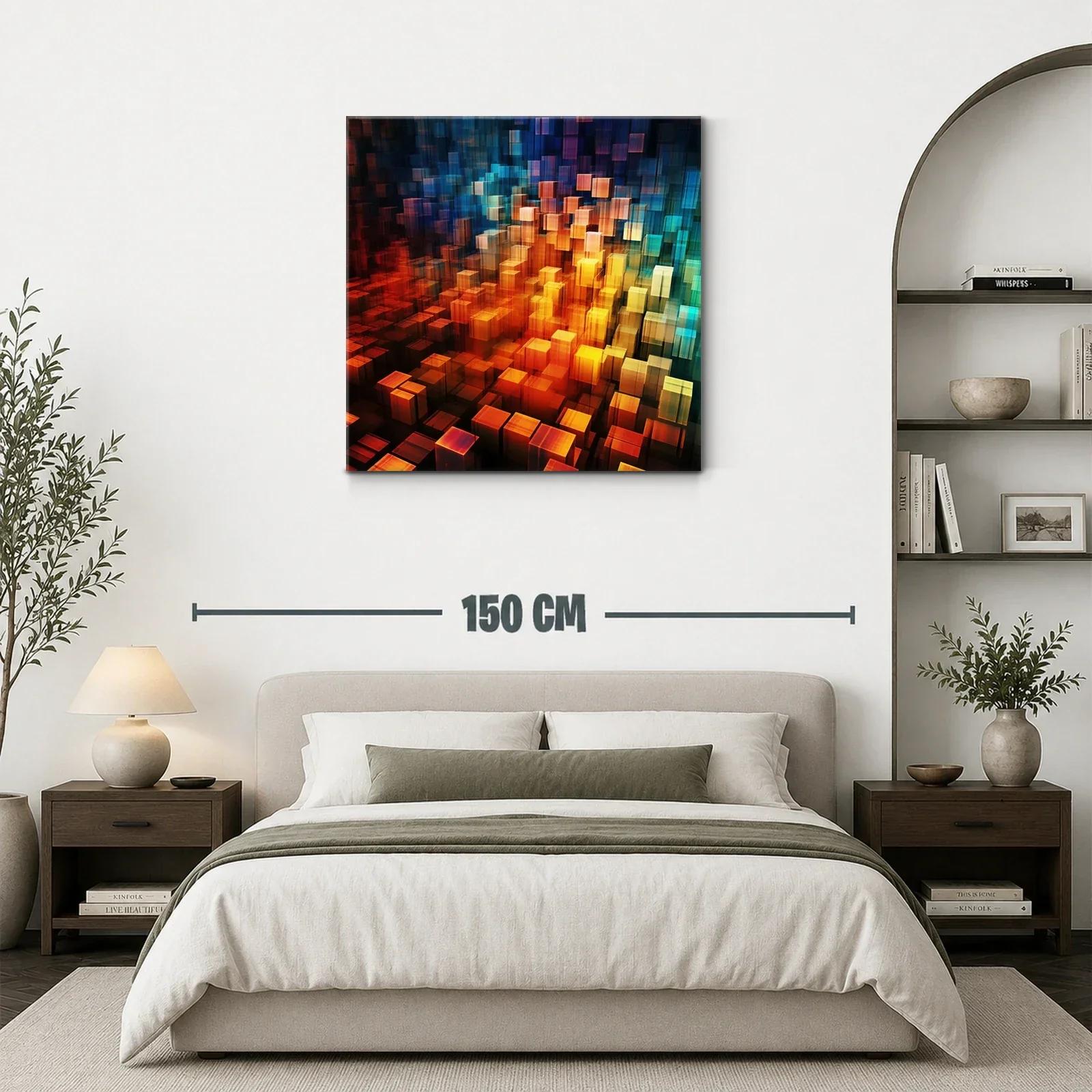 Composición abstracta de cubos en tonos cálidos y fríos — miniatura 3