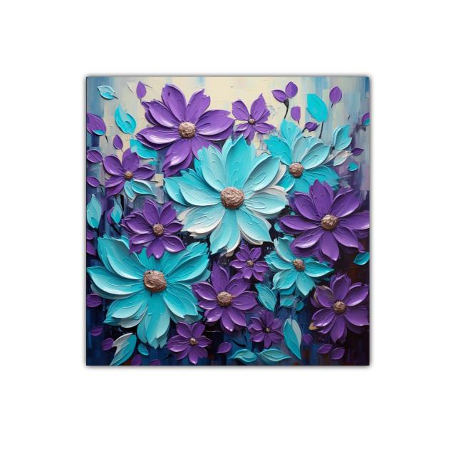 Flores vibrantes en tonos turquesa y morado para decorar