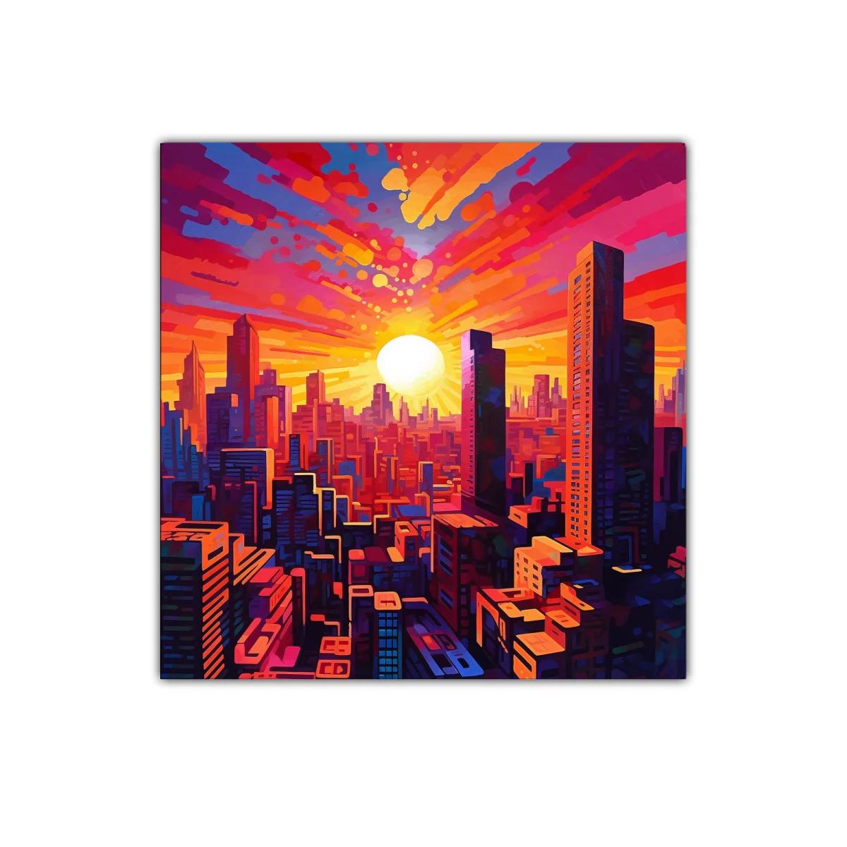 Atardecer vibrante sobre ciudad moderna llena de energía — imagen principal