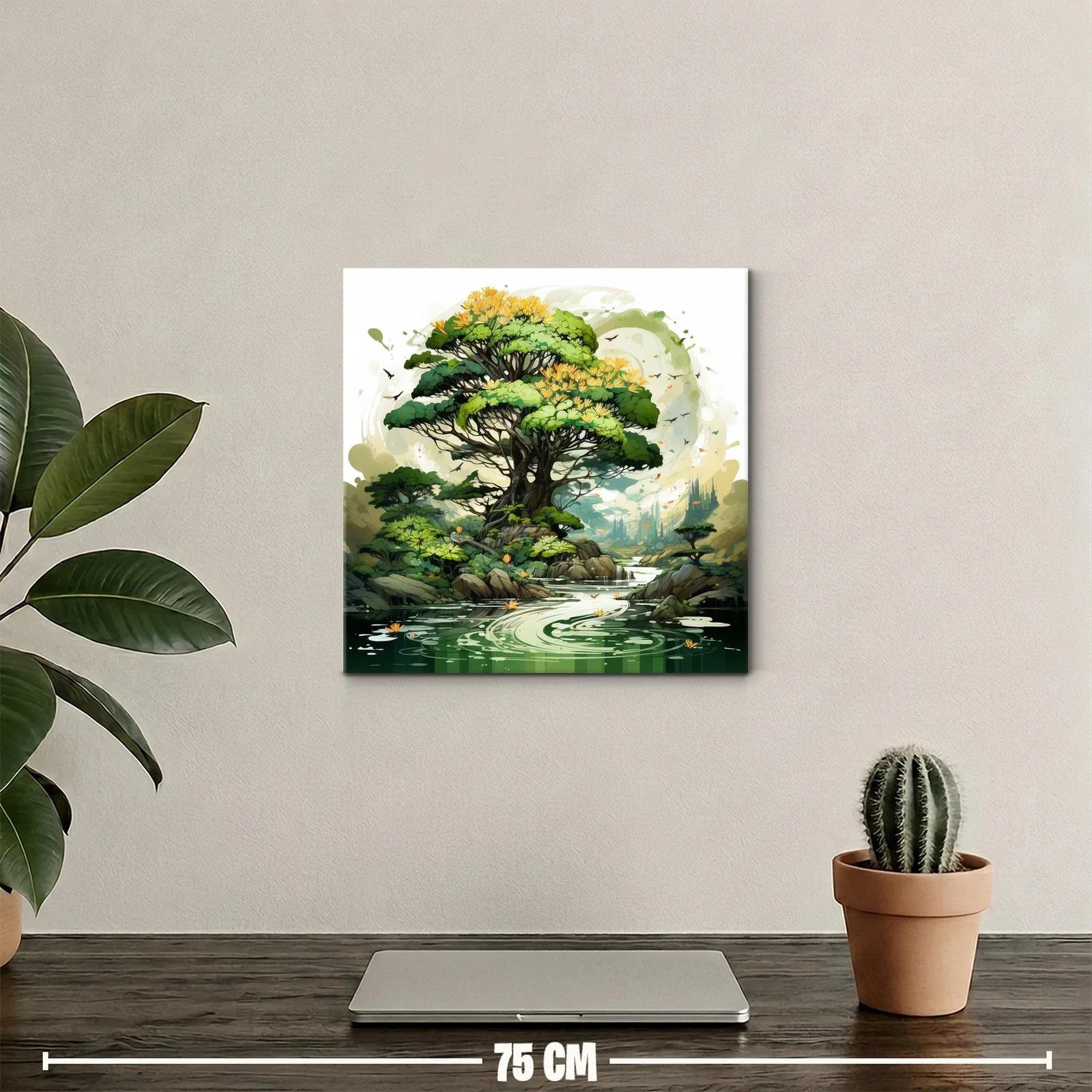 Paisaje natural con árbol frondoso y río sereno — miniatura 2
