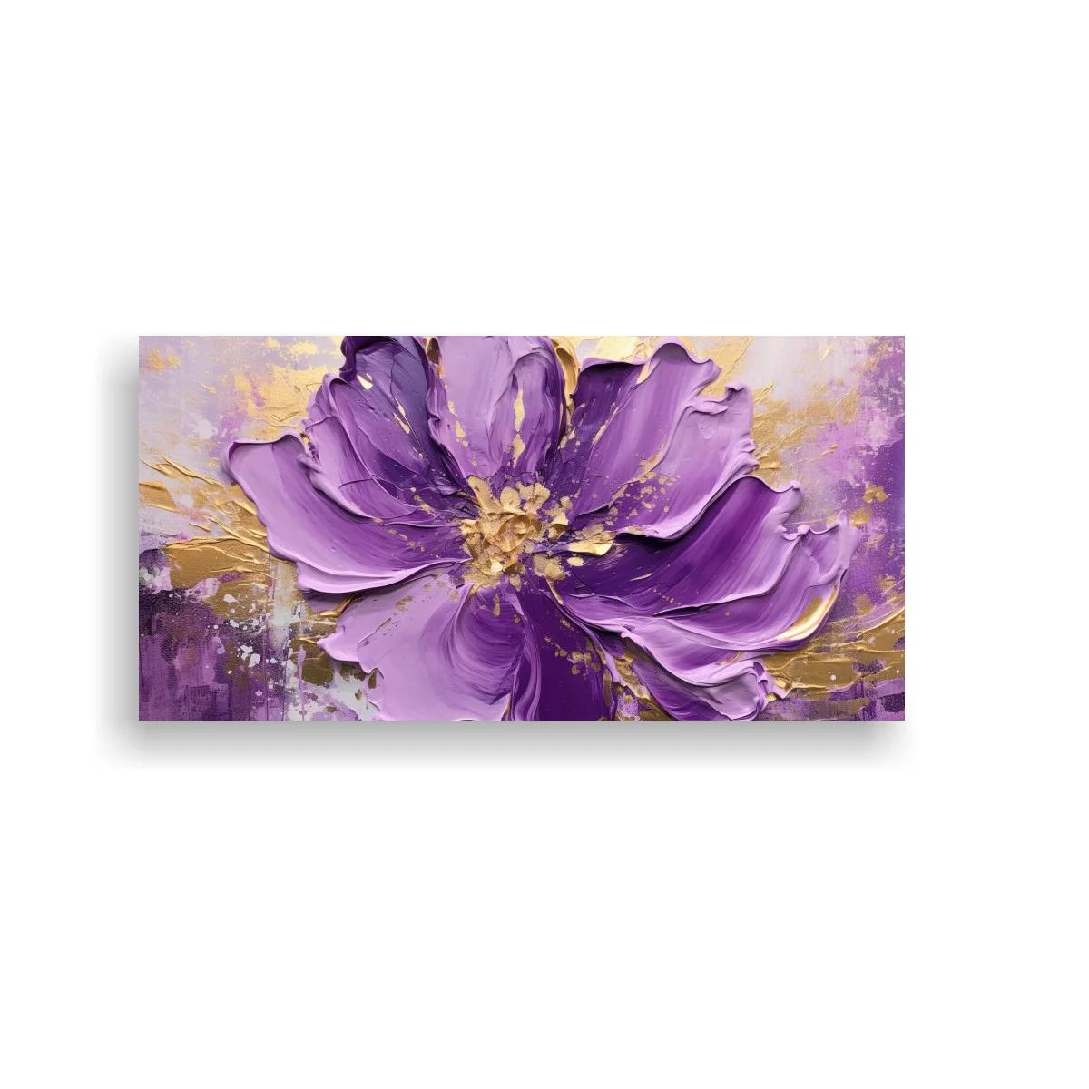 Cuadro flor morada con centro dorado