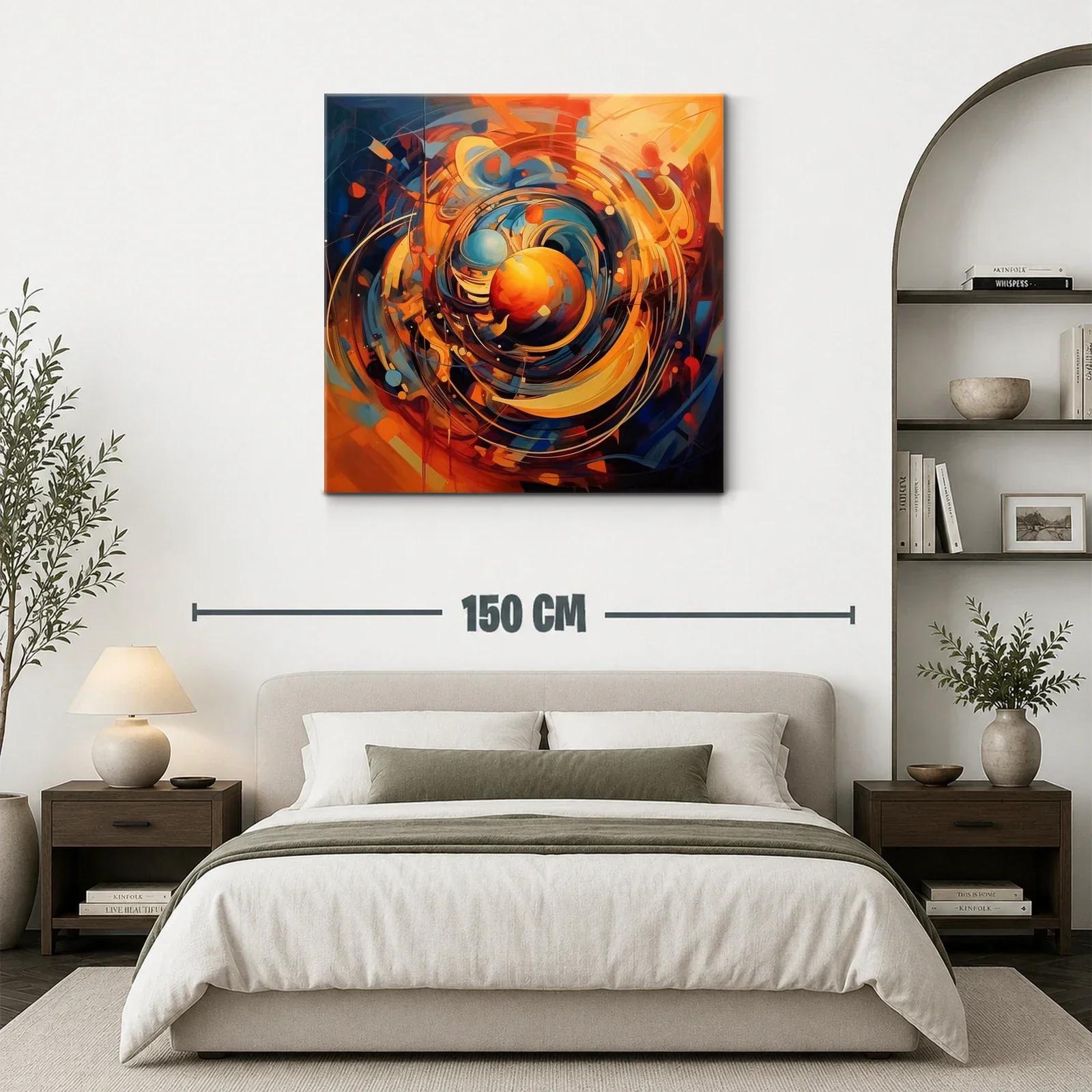 Cuadro abstracto con energía y movimiento en tonos cálidos — miniatura 3