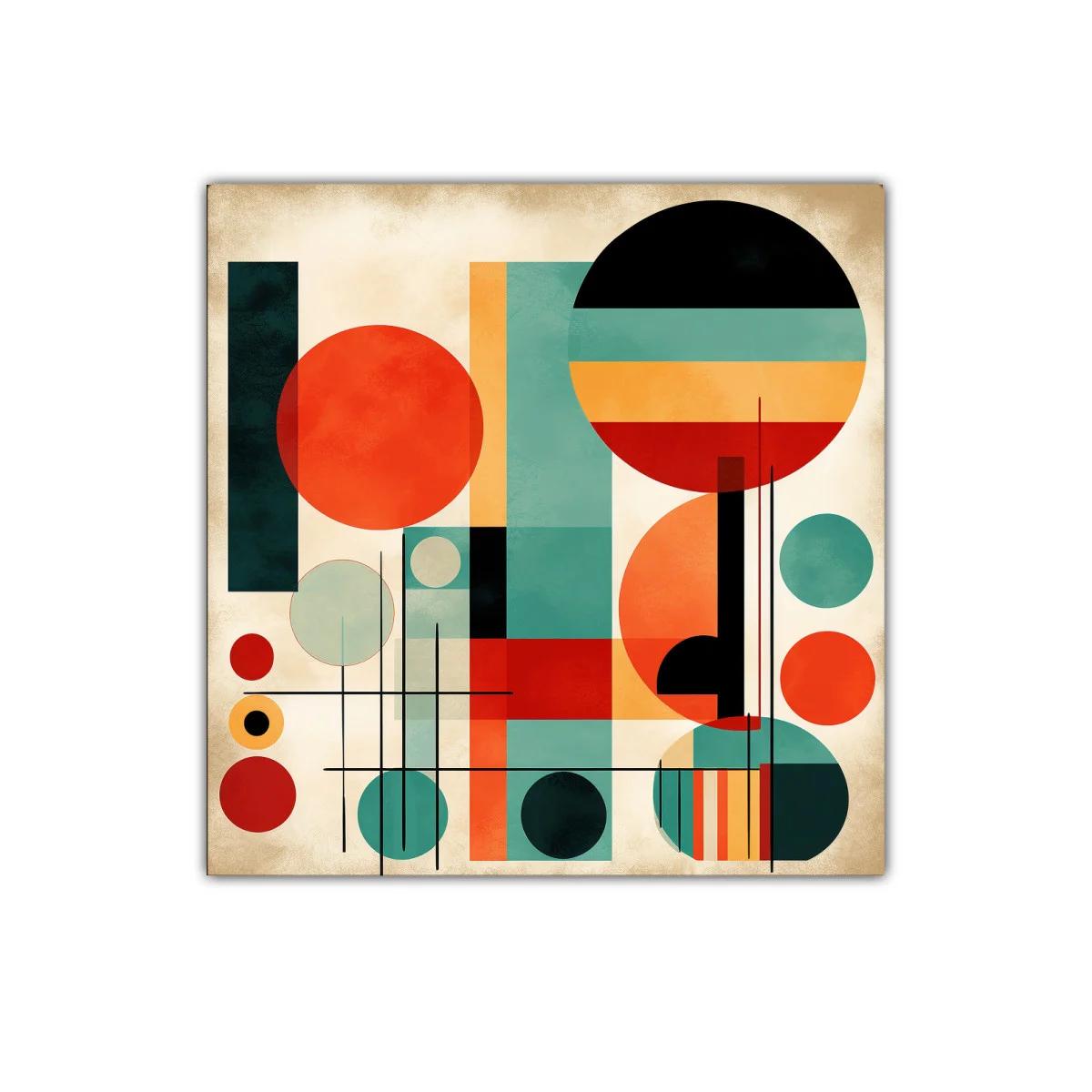 Composición geométrica con círculos y líneas en colores vibrantes — imagen principal