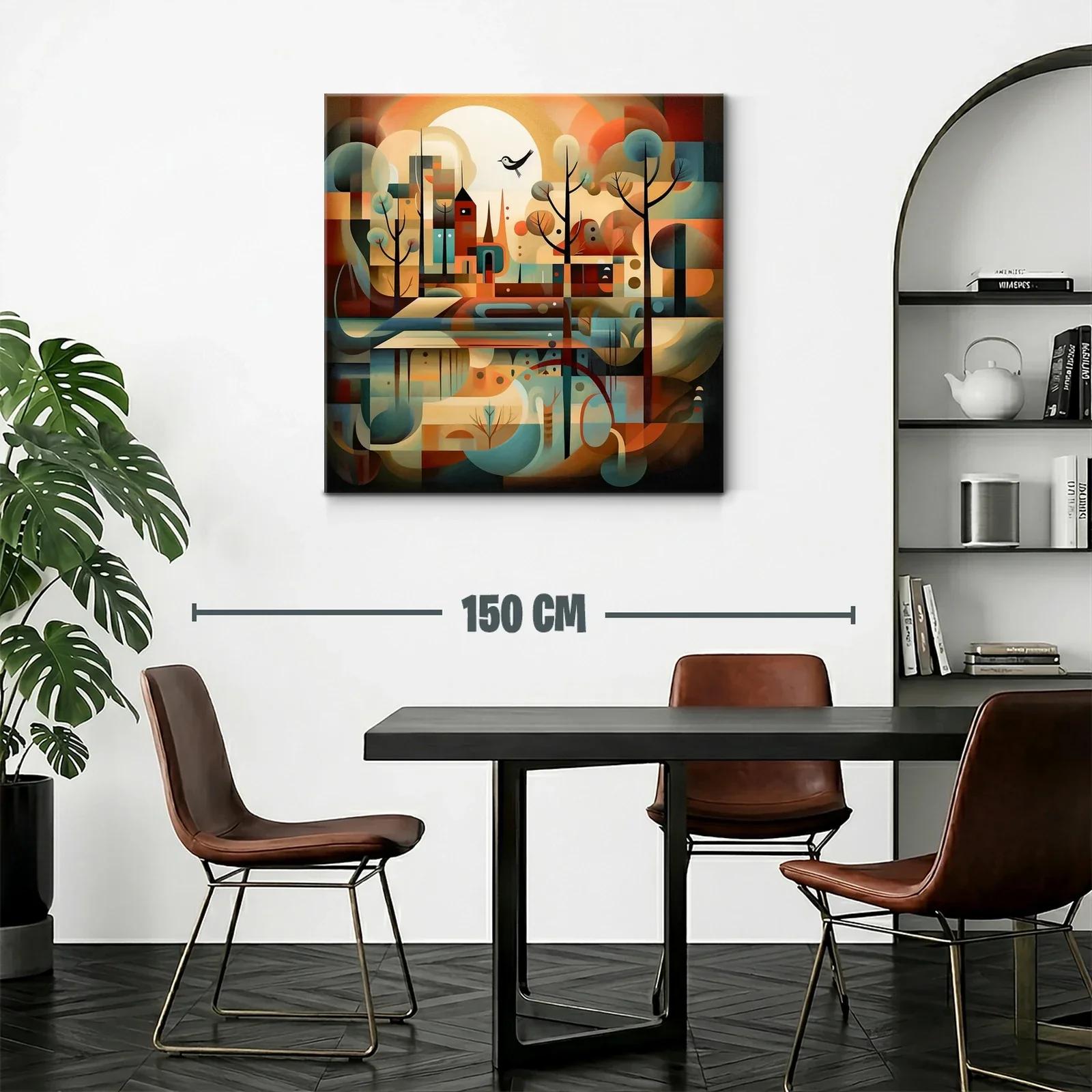 Paisaje abstracto con formas geométricas y tonos cálidos — miniatura 2