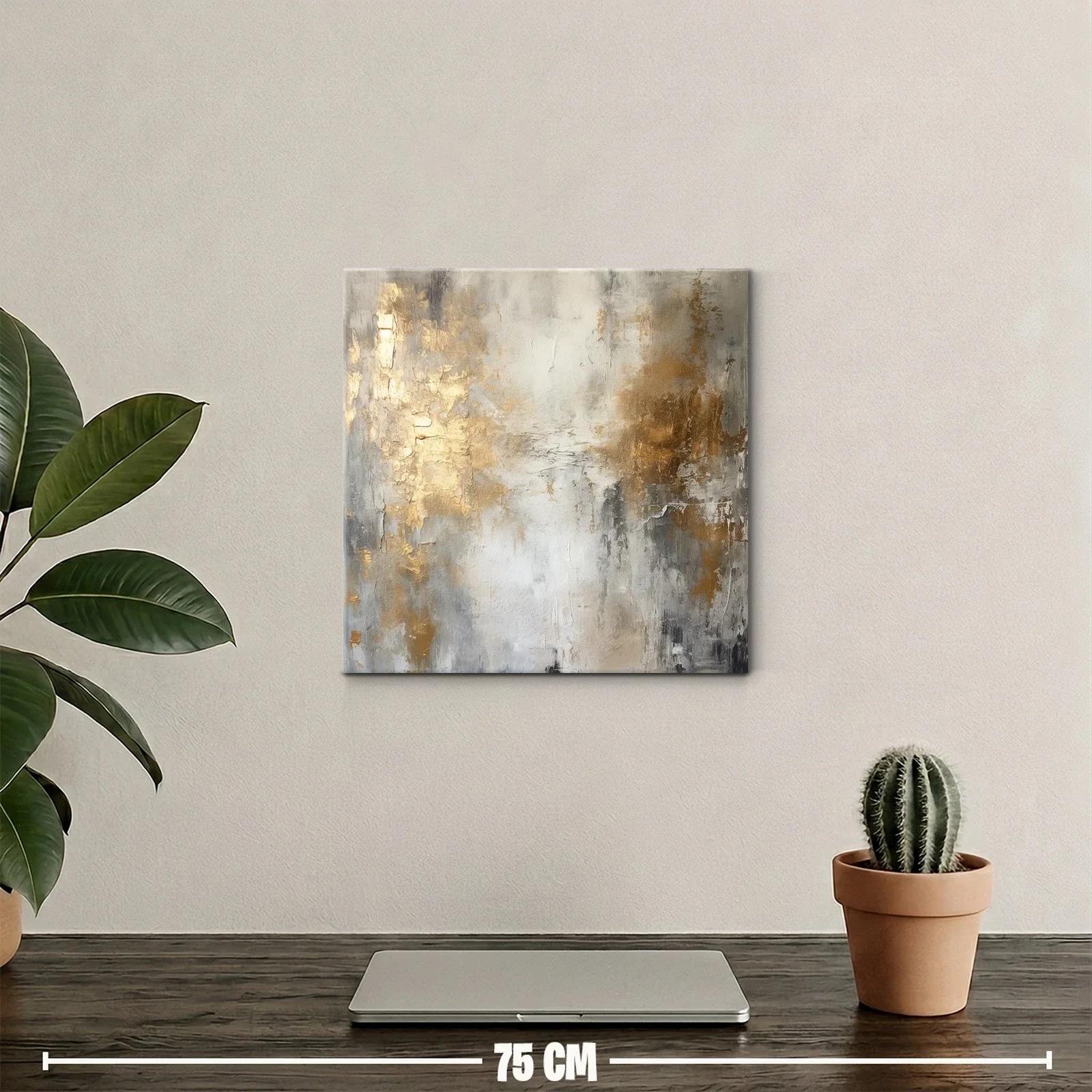 Cuadro abstracto con tonos dorados y grises elegantes — miniatura 2