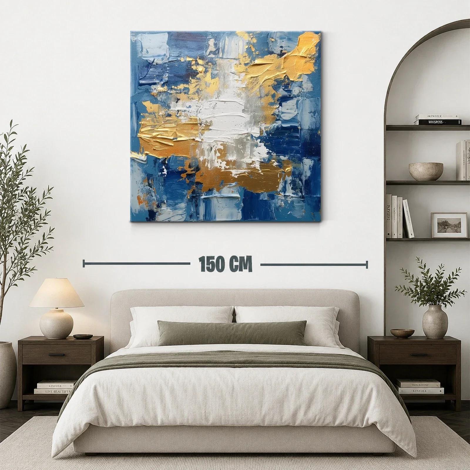 Composición abstracta en azul y dorado con texturas — miniatura 3
