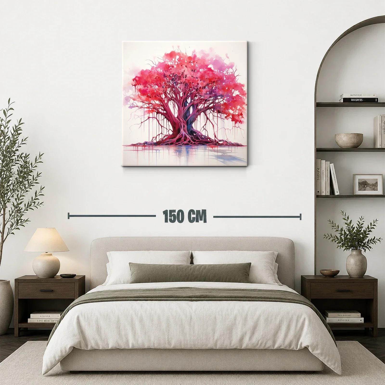Árbol vibrante con tonos rojos y morados en composición fluida — miniatura 3